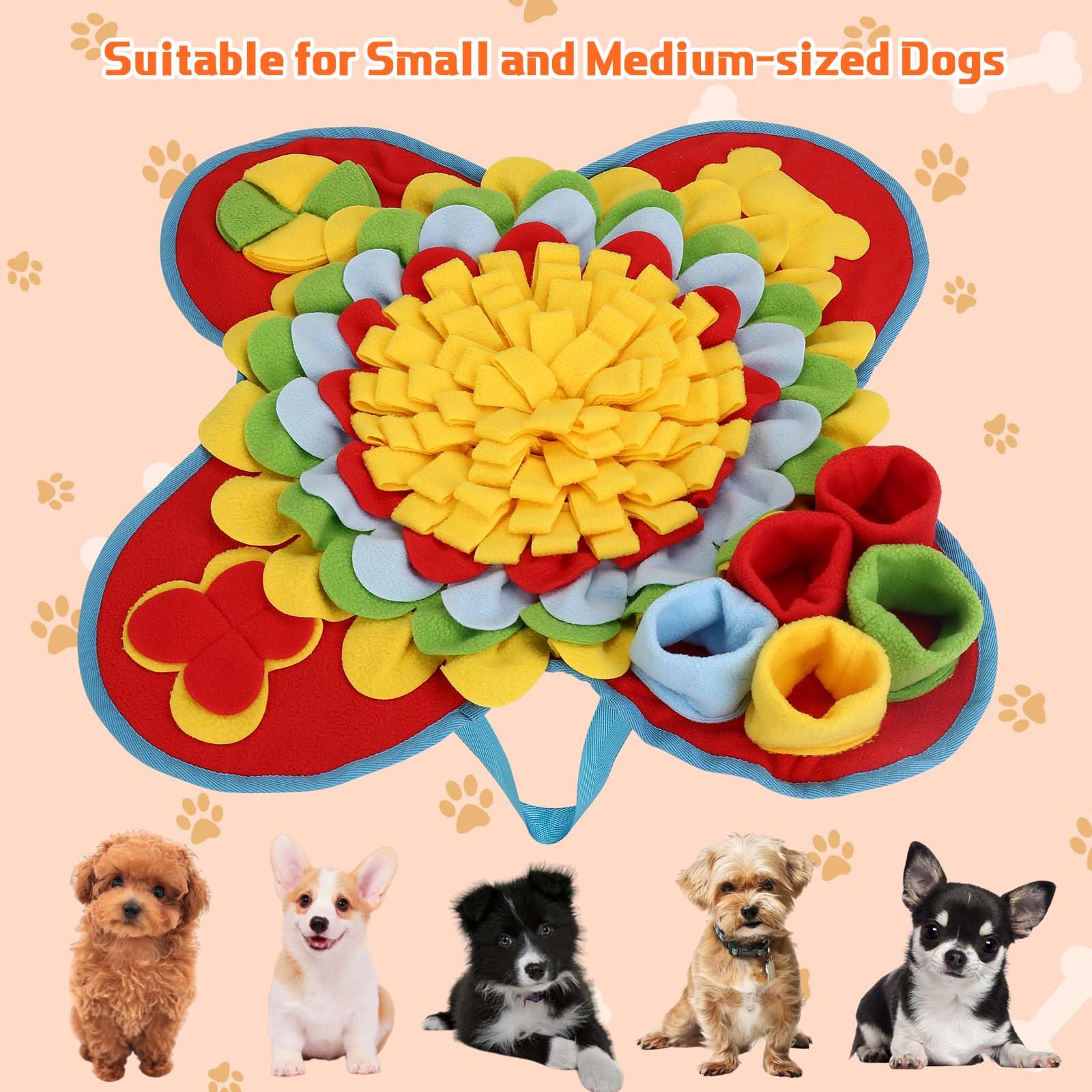 Yummy Sam Snuffle Mat for Small and Medium Dogs, 2 in 1 Portable Interactive Nose Smell Training Sniffing Pad with Puzzle Toys f
