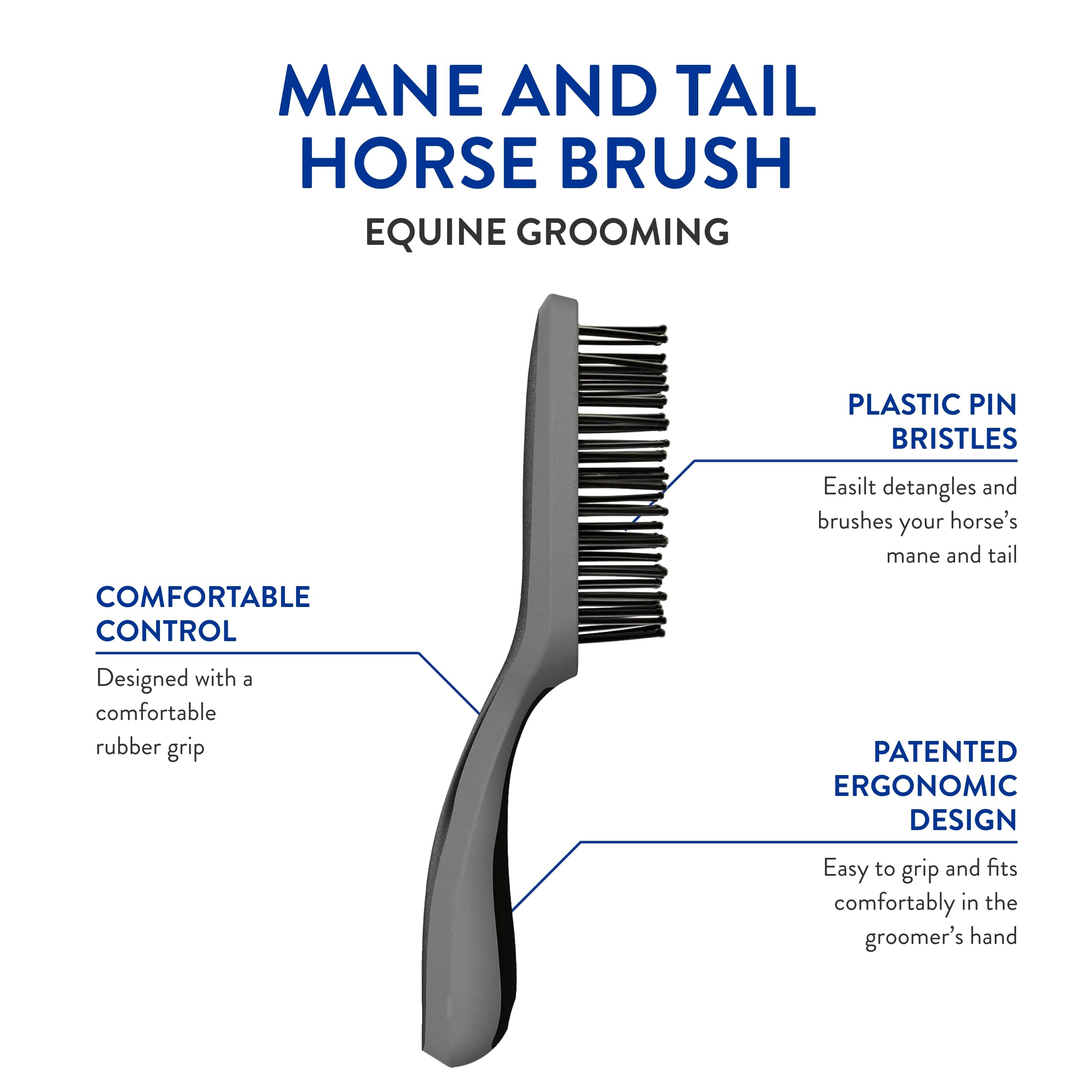 Wahl Professional Animal Equine Grooming Tool - Mane & Tail Brush (#858709-100) For Horses - Black