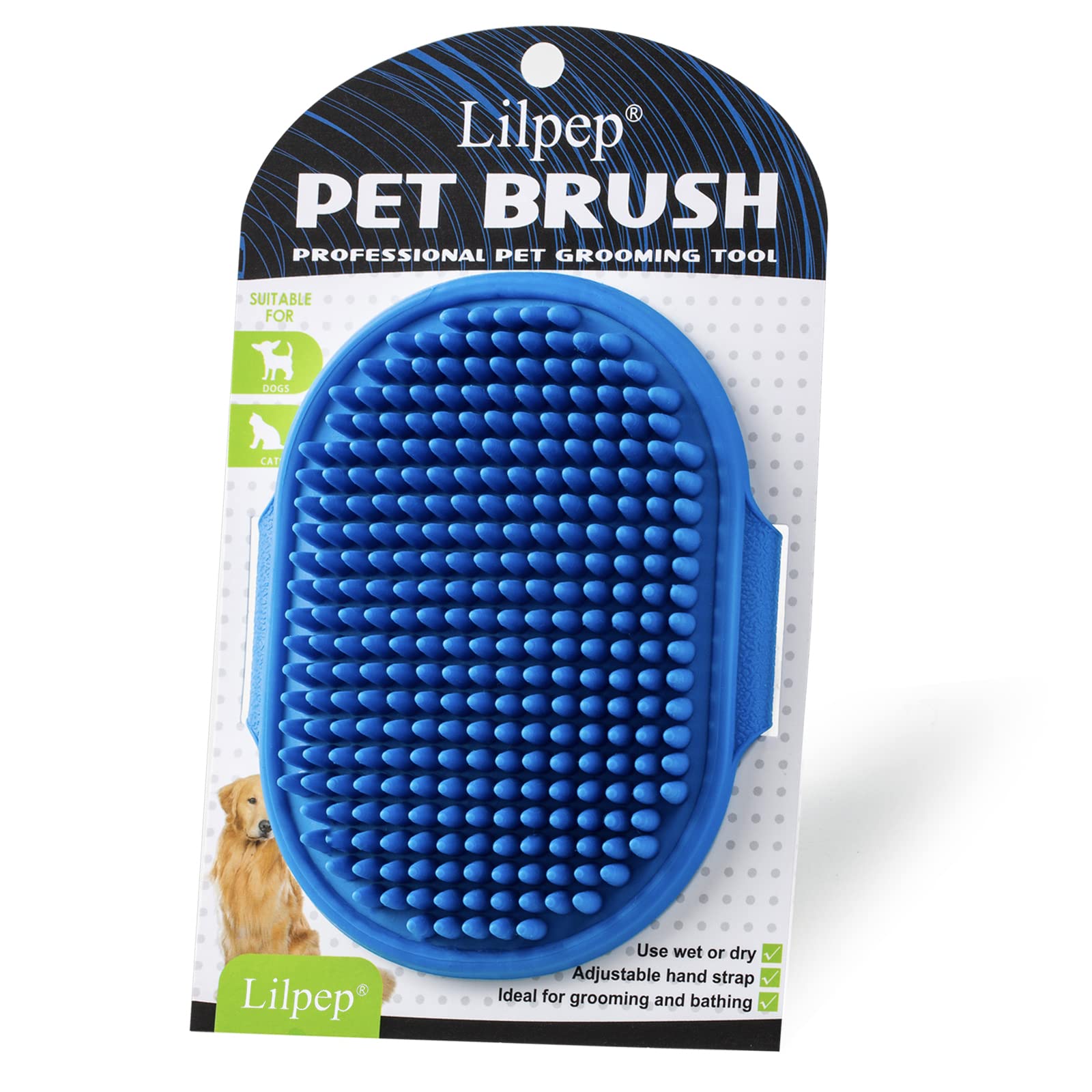 Dog Bath Brush Dog Grooming Brush, Lilpep Pet Shampoo Bath Brush Soothing Massage Rubber Comb With Adjustable Ring Handle For Lo
