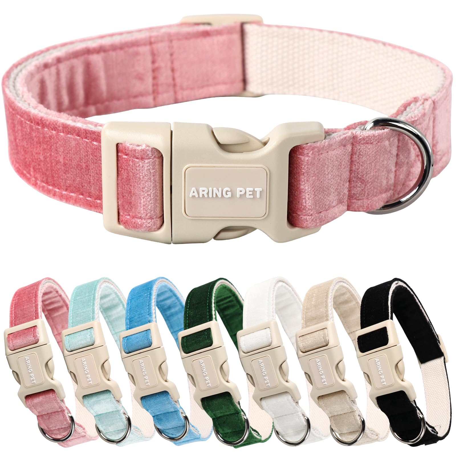 Aring Pet Pink Dog Collar-Cute Dog Collar For Small Dogs, Lightweight Cotton Wedding Pet Collars With Quick Release Buckle For Small Medium Large Dog