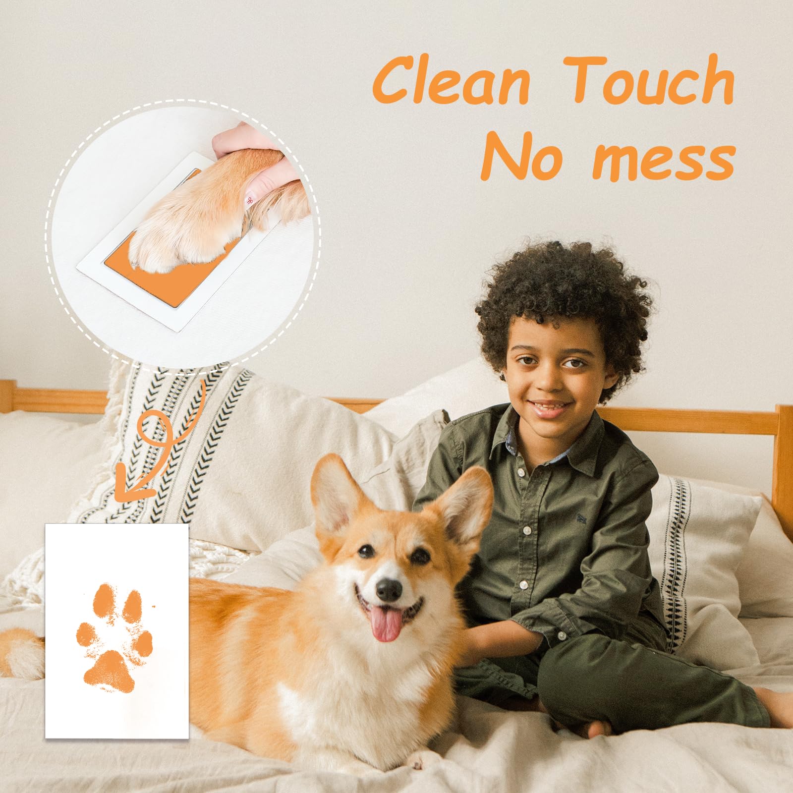 Deerzone Inkless Paw Print Kit,Paw Print Kit Dog Cat Paw Nose Imprint Cards, Clean Touch Ink Pads For Keepsakes