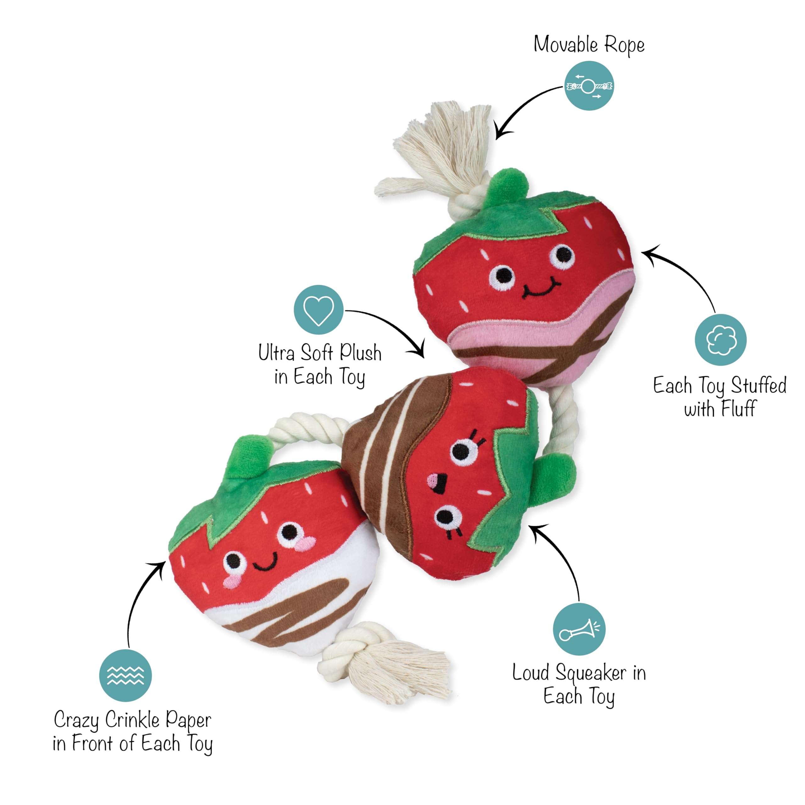 Fringe Studio Plush Dog Toy With Rope, Covered With Love, Petshop Collection (314495)