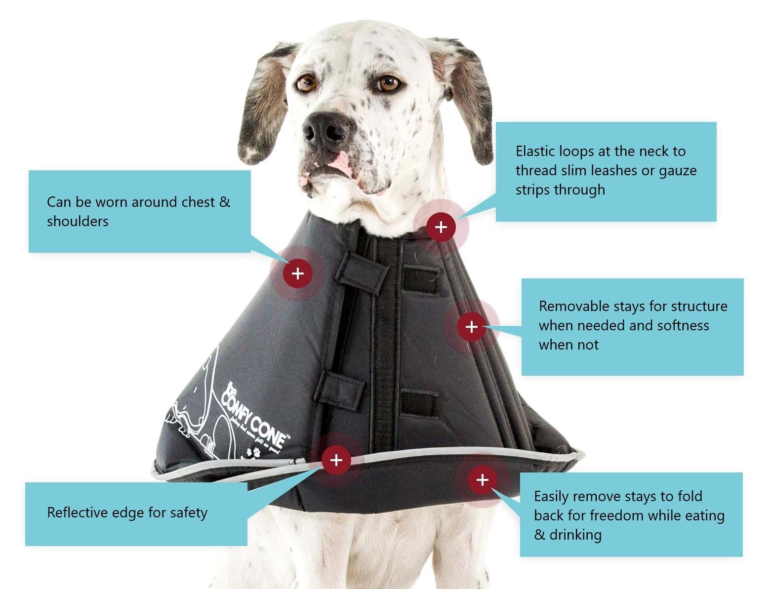 All Four Paws Comfy Cone Pet Cone for Dogs, Cats, Large, Tan - Comfortable Soft Dog Cone Collar Alternative for After Surgery, W