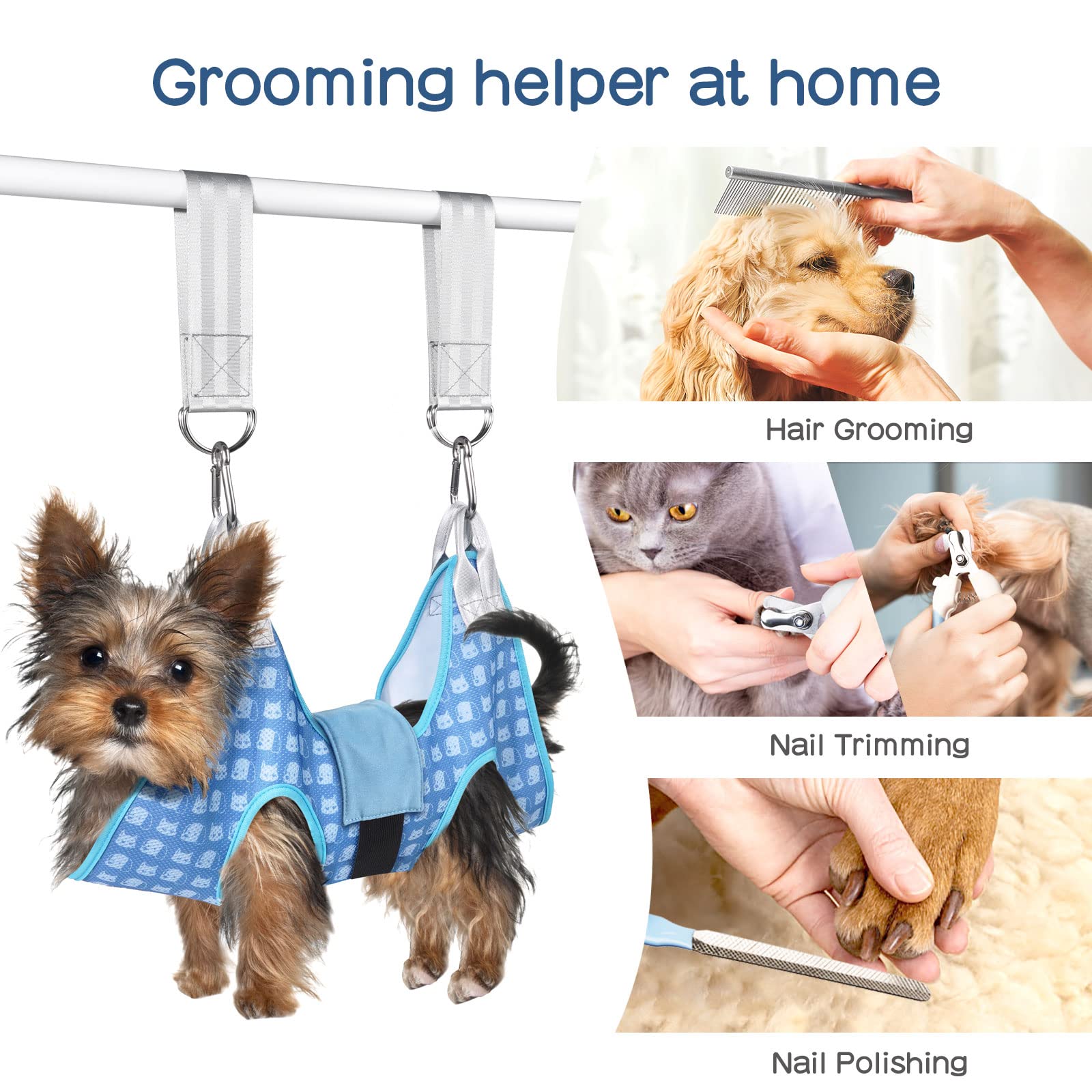 Doggydobby Dog Grooming Hammock Harness, Pet Grooming Hammock For Cats & Dogs, Dog Sling For Nail Clipping/Trimming