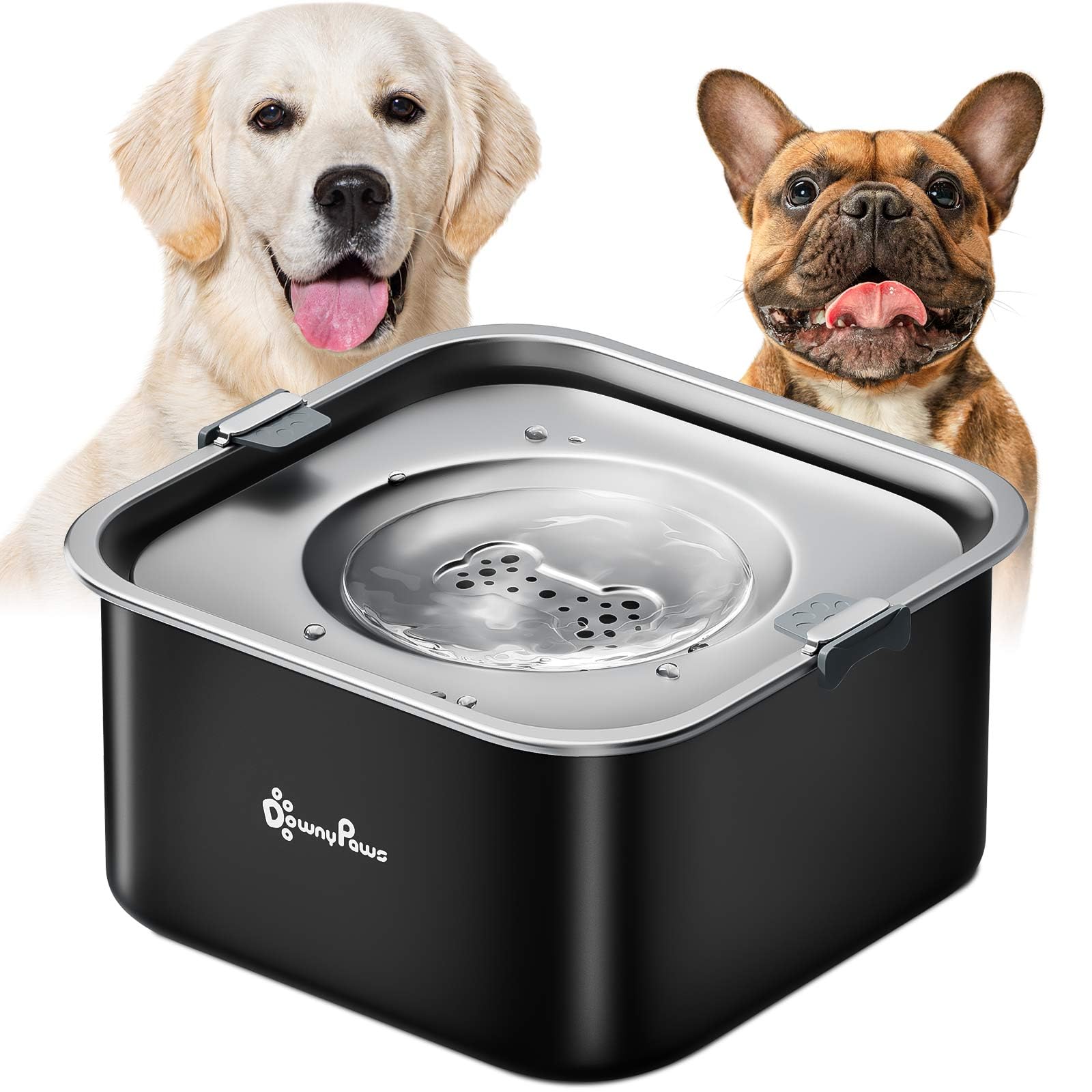 Downypaws No Spill Water Bowl For Dogs,101Oz/3L Slobber Stopper Dog Bowl Stainless Steel, Slow Drinking Dog Water Bowl, No Mess 