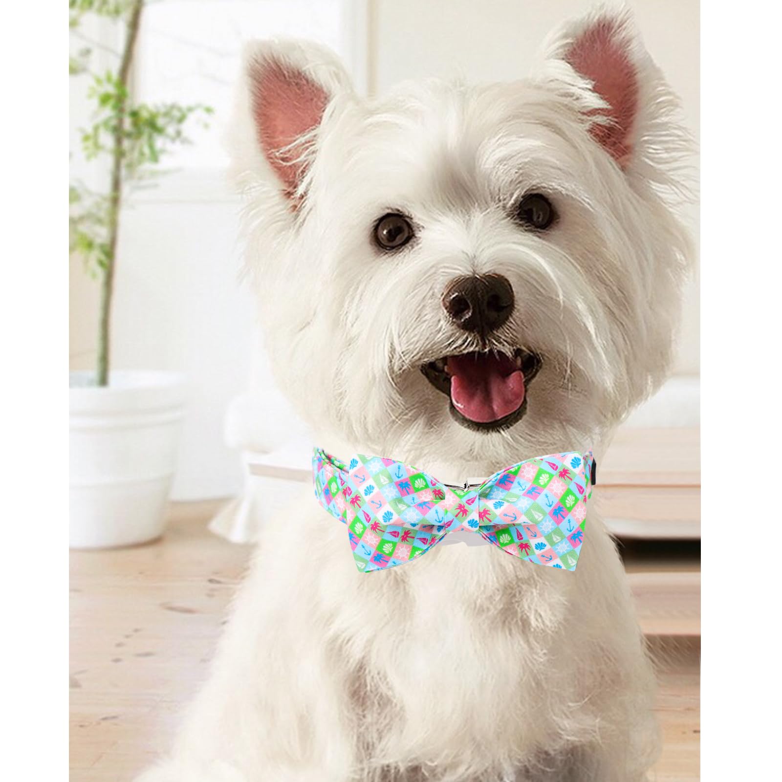 Unique Style Paws Summer Dog Collar With Bow, Cute Soft Bow Tie Dog Collar,Blue Dog Bow For Girl,Boy Dogs,Cats,Xs,8-12In