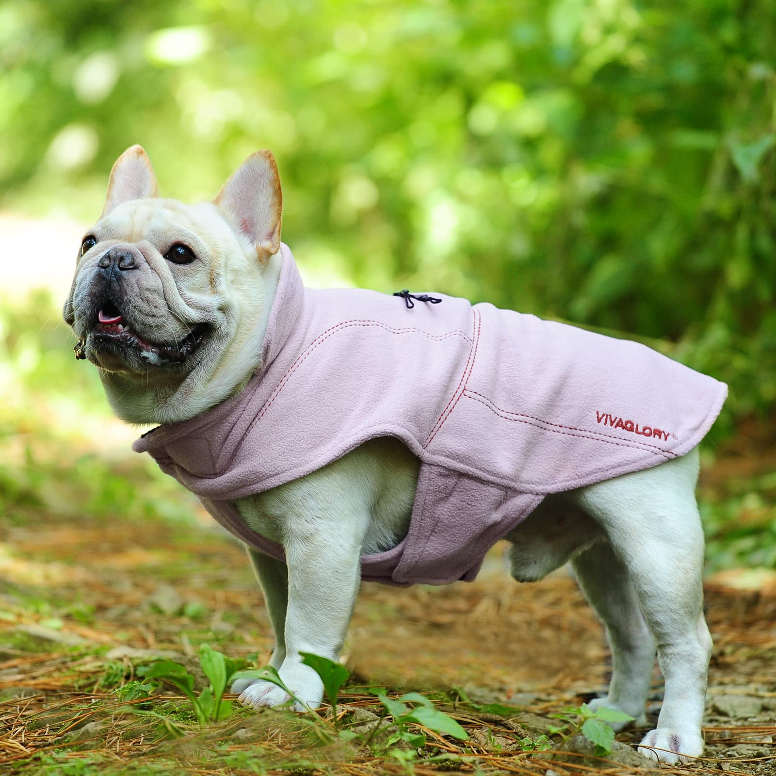 VIVAGLORY Dog Fleece Vest, Dog Cold Weather Sweater for Large Dogs, Adjustable Winter Warm Clothes with Two-Way Zipper Opening,