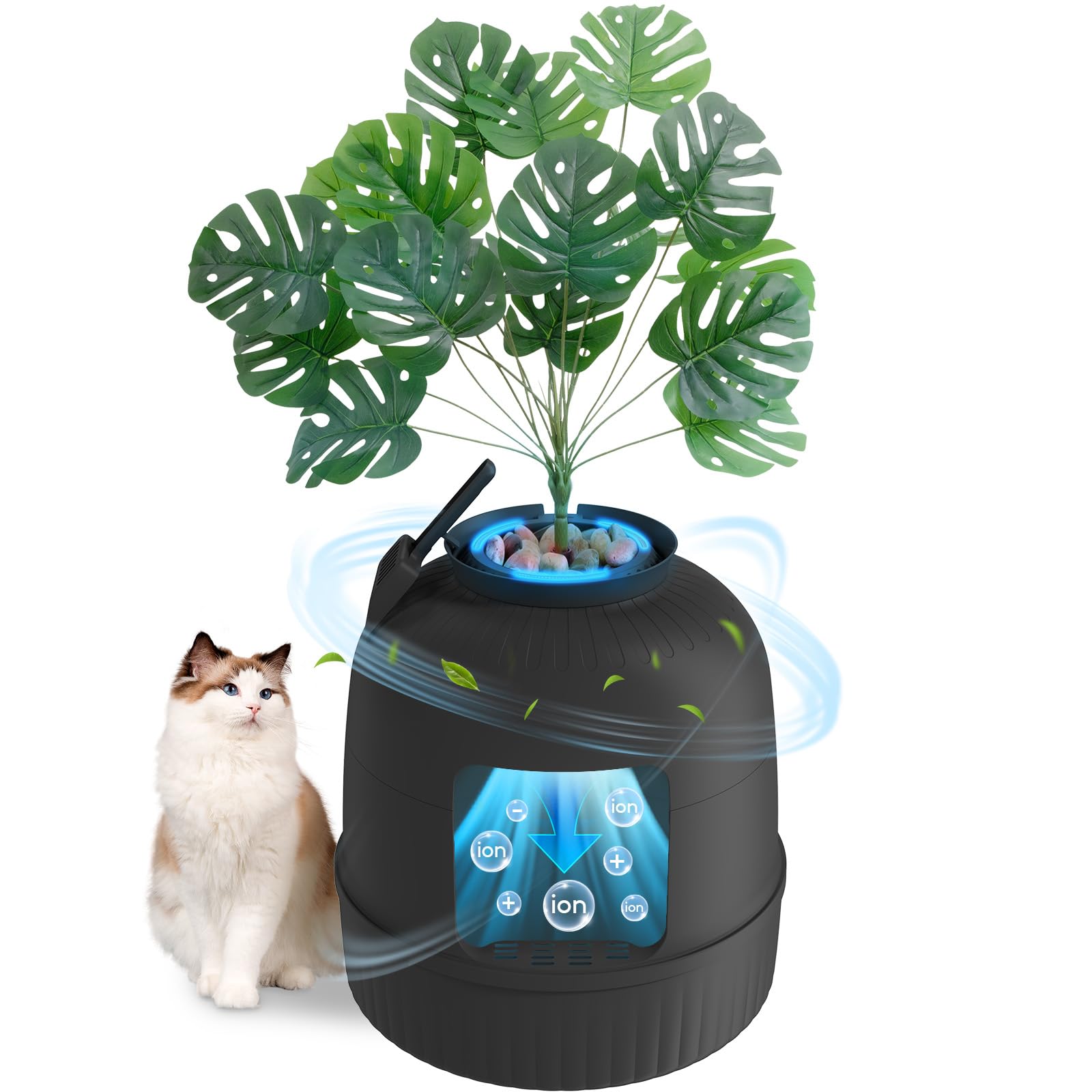 Lifewit Plant Cat Litter Box with Odor Removal System, Hidden Enclosure Litter Tray with LED Light & Scoop in Living Room, Bedro
