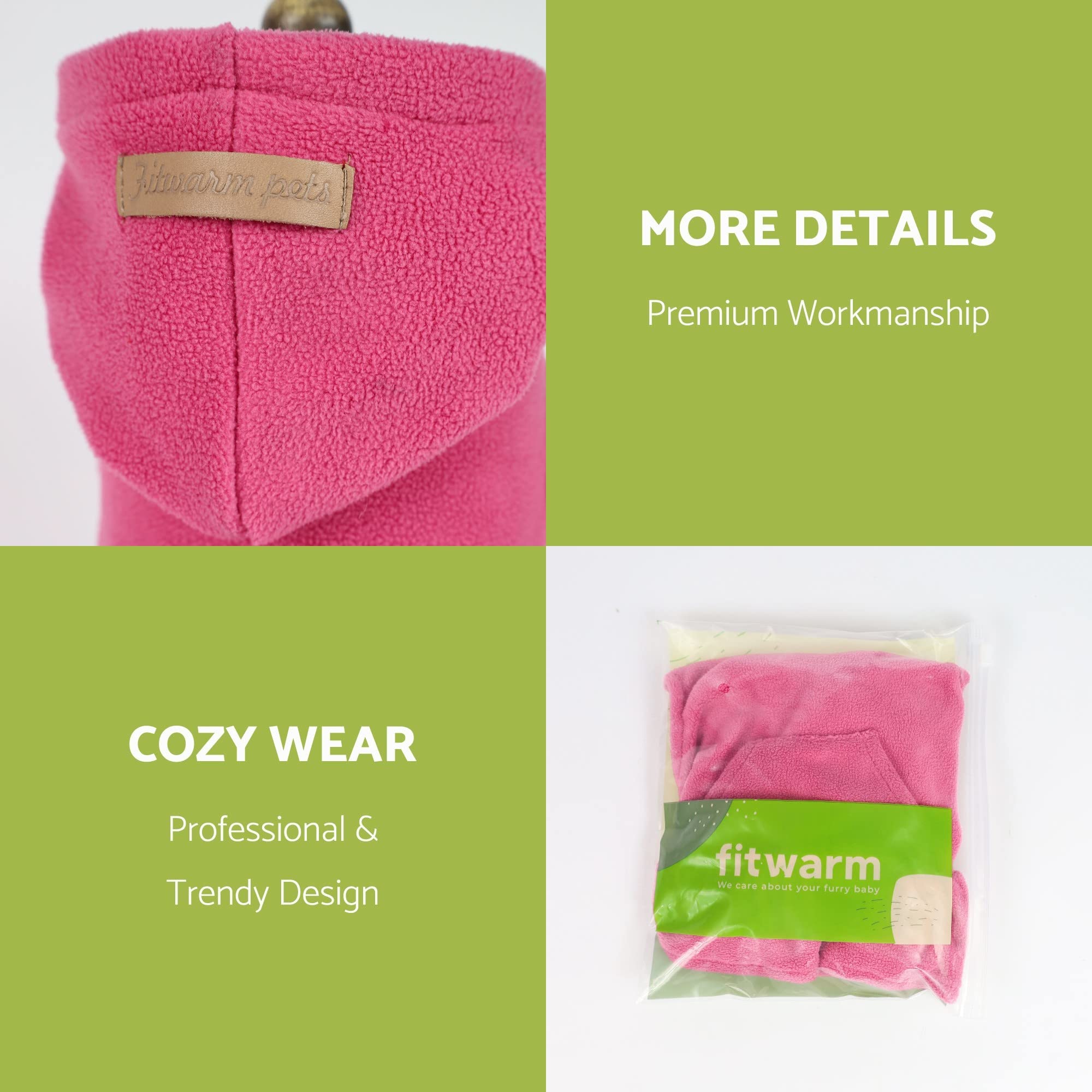 Fitwarm Soft Fleece Girl Dog Hoodie Dress Puppy Hooded Coat Thermal Outfit Doggie Vest Sweater Pet Winter Clothes Cat Jackets Pi