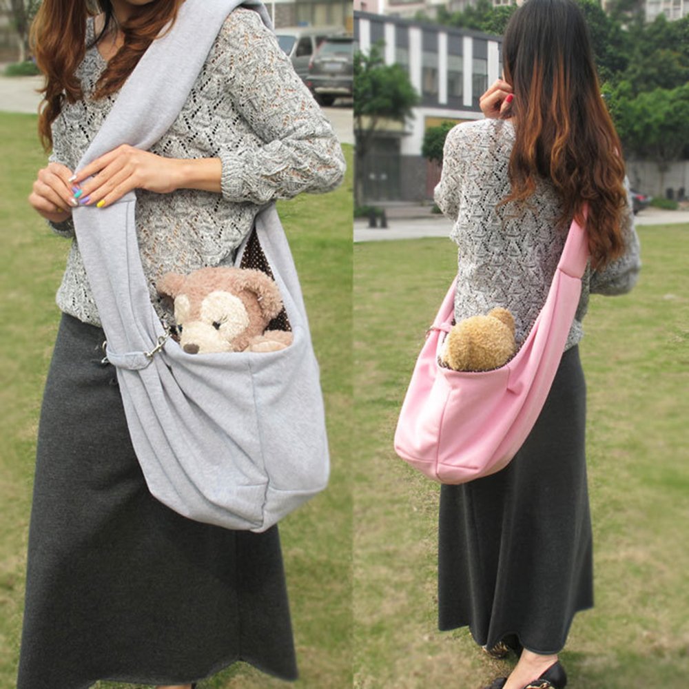 Grtdrm Pet Sling Carrier Bag Travel Tote For Cats Dogs, Up To 16 Lbs (Gray)