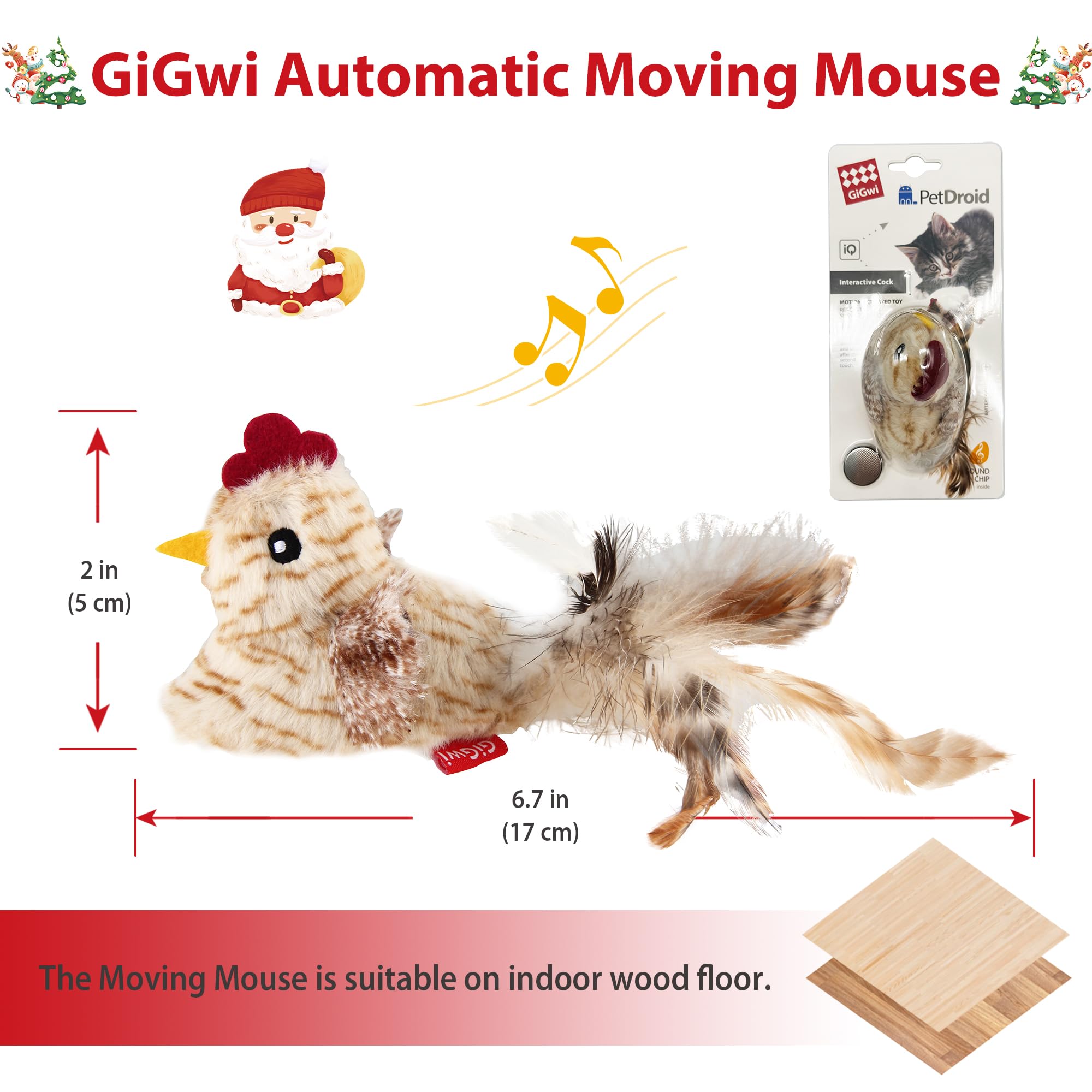 Gigwi Interactive Cat Toys for Indoor Cats, Cat Mouse Toys 2 Pcs with Electronic Realistic Squeaky Sound, Automatic Moving Kitte