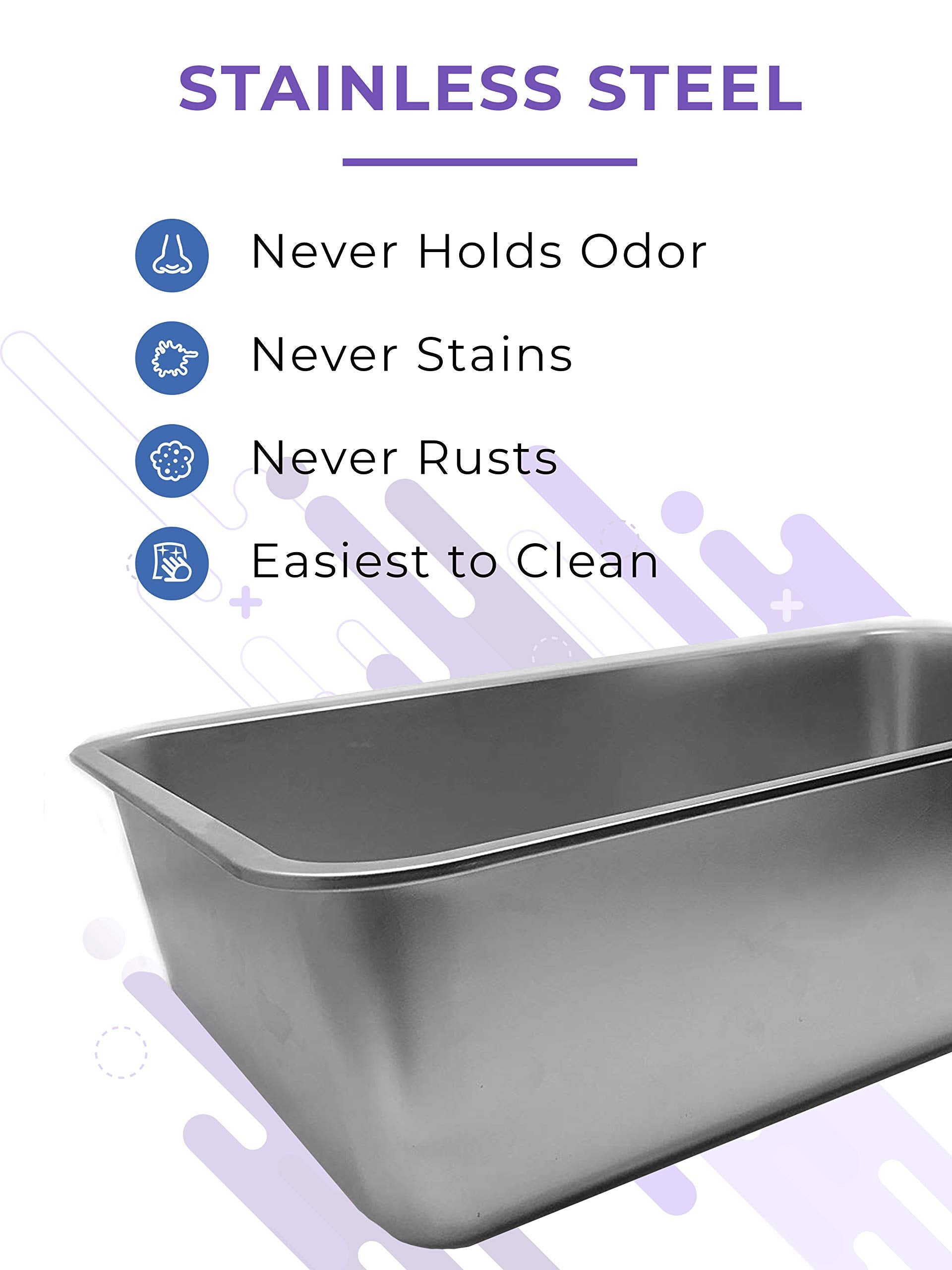 iPrimio XL Stainless Steel Litter Box with Enclosure - High-Sided, Easy Cleaning Litter Box for Big Cats, 1 Pan