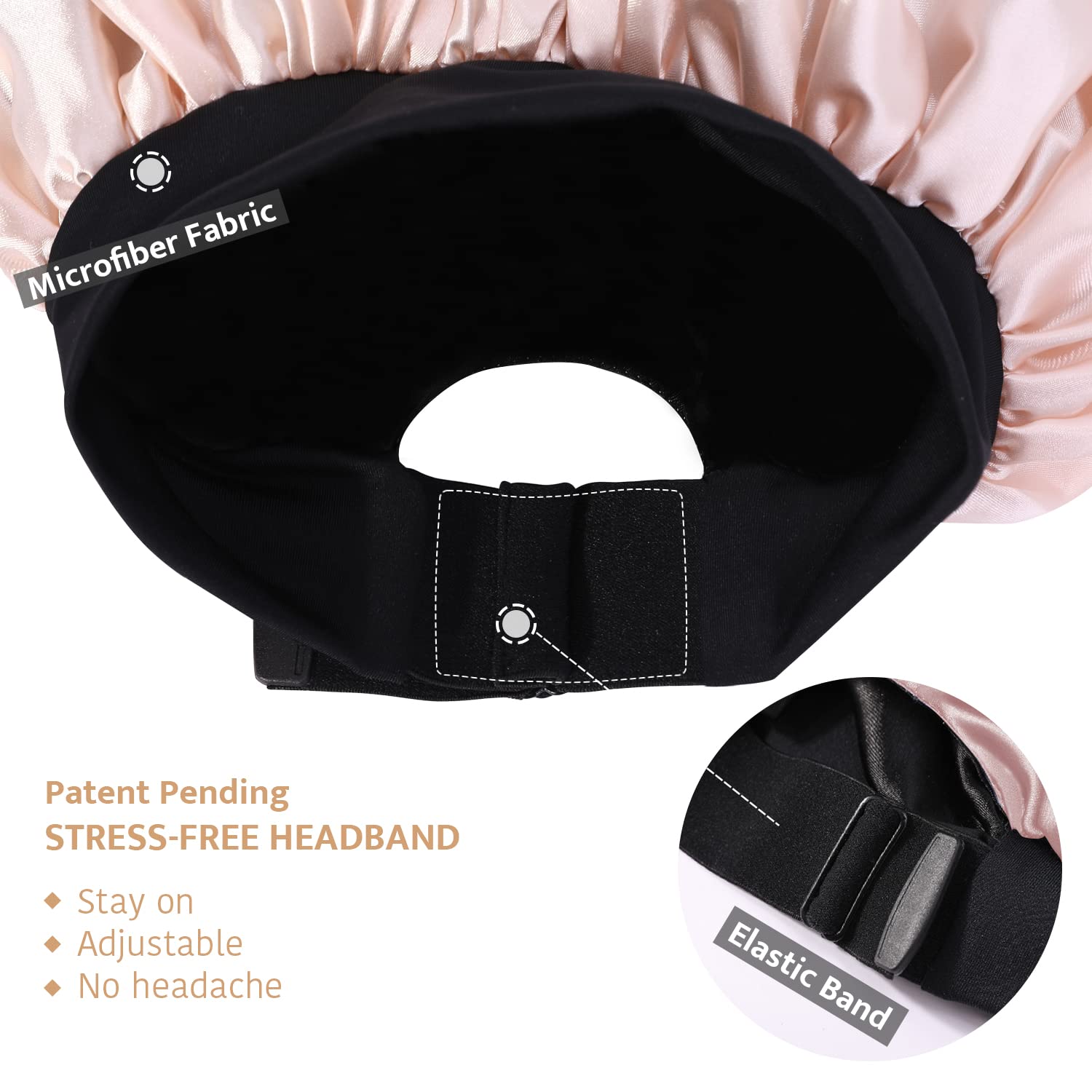 HAT HUT Satin Bonnet Silk Bonnet Sleep cap for Women Hair Bonnet for curly Natural Hair Sleeping Adjustable Wide Band Double Lay