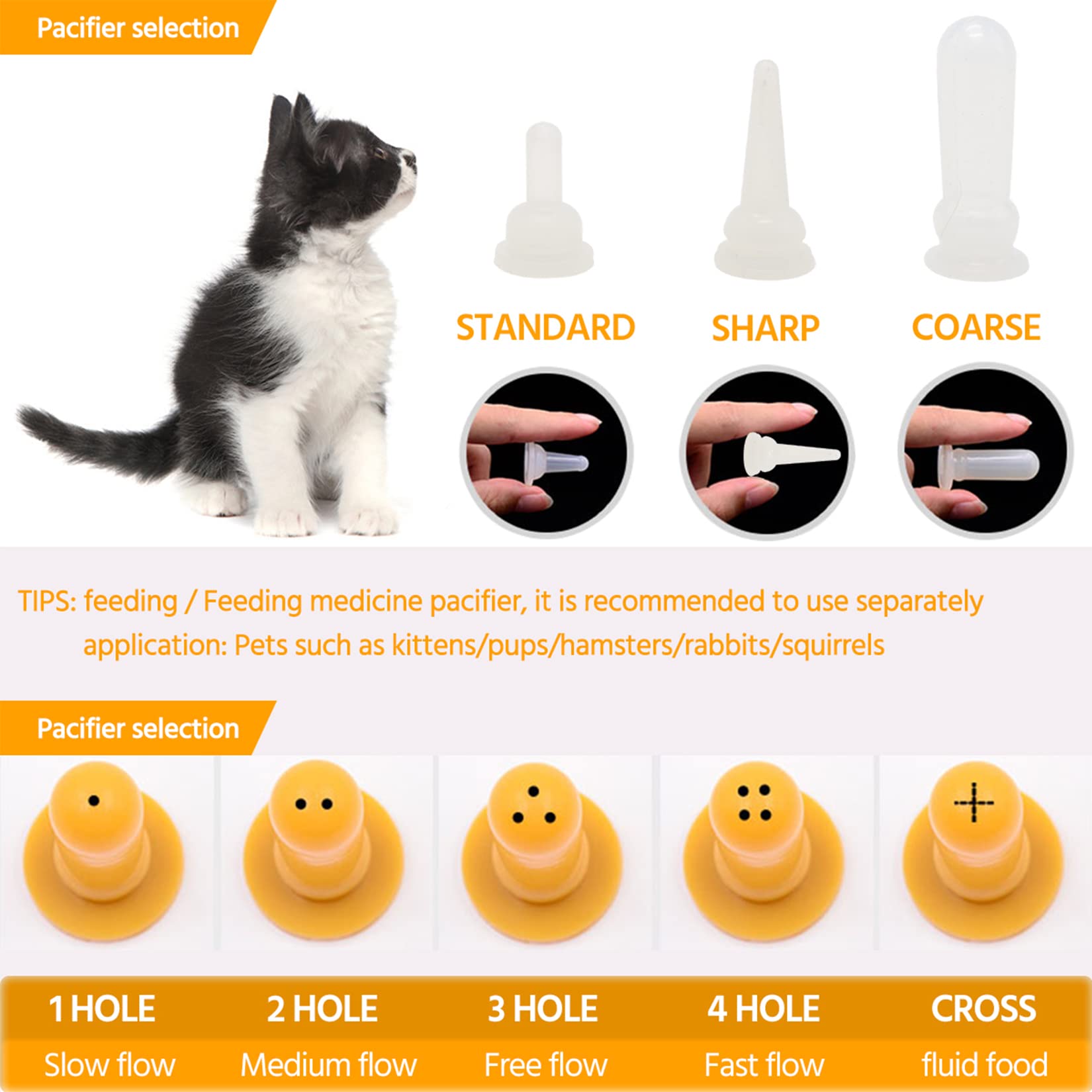 Puppy Kitten Bottle For Nursing, Newborn Pet Dog Cat Rabbit Feeding Bottles With Nipples Feeder Kit