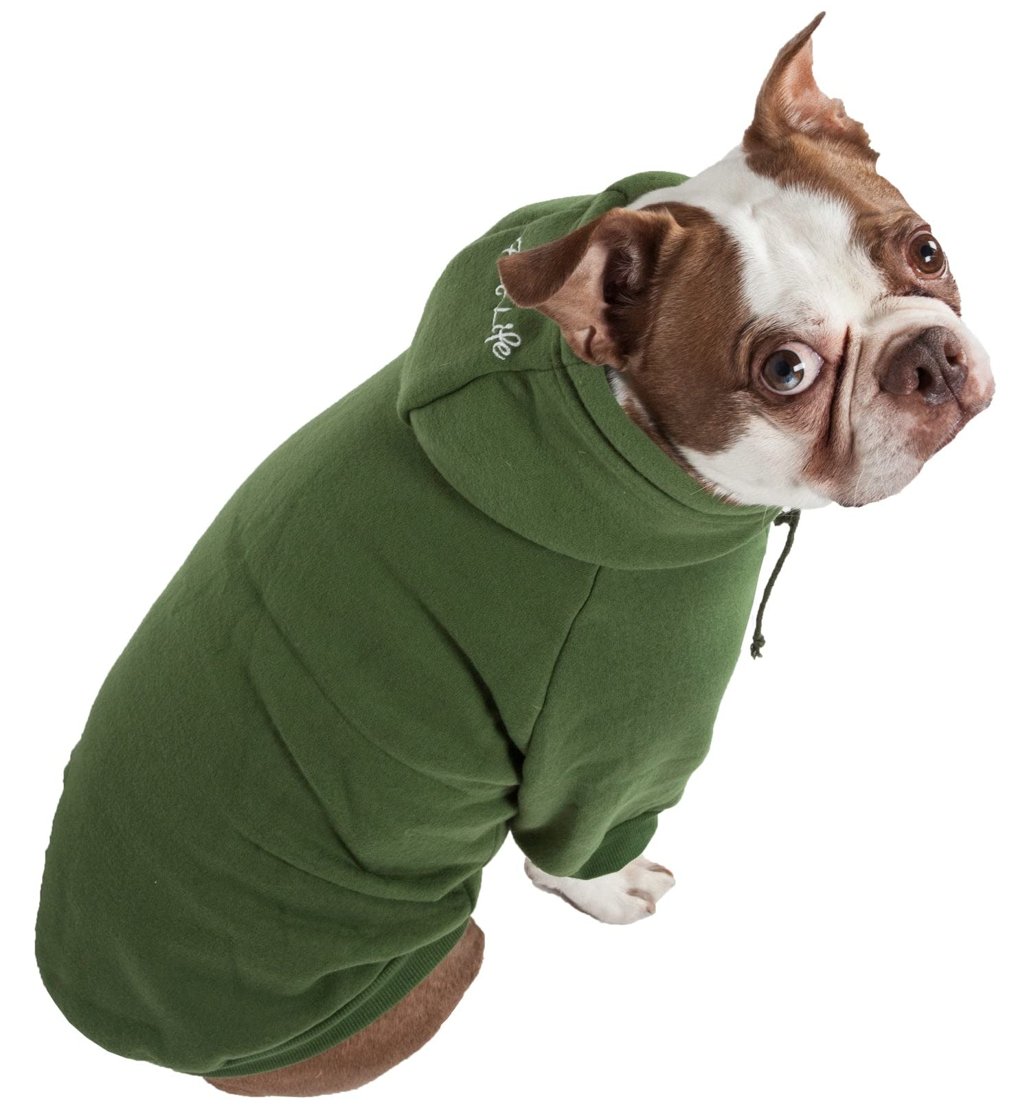 Pet Life American Classic Designer Fashion Plush Cotton Pet Dog Hooded Sweater Hoodie, X-Small, Green