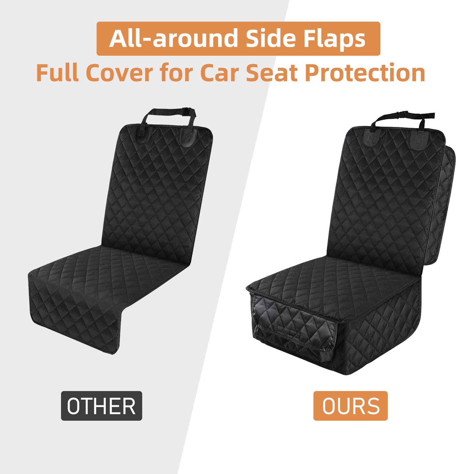 Peticon Waterproof Front Seat Car Cover 2 Pack, Full Protection Dog Car Seat Cover With Side Flaps, Nonslip Scratchproof Captain