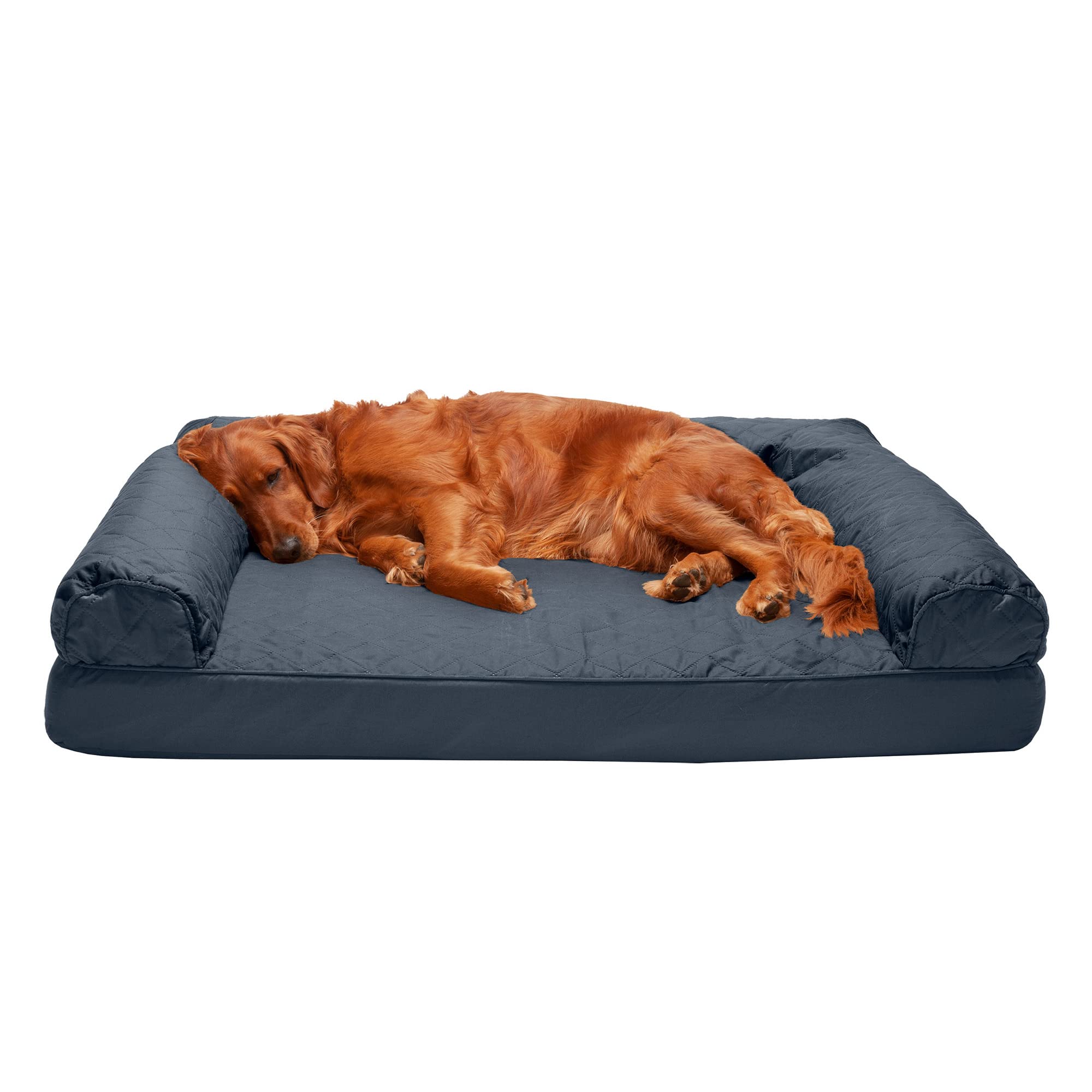 Furhaven Orthopedic Dog Bed For Large Dogs W/ Removable Bolsters & Washable Cover, For Dogs Up To 95 Lbs - Quilted Sofa - Iron Gray, Jumbo/Xl