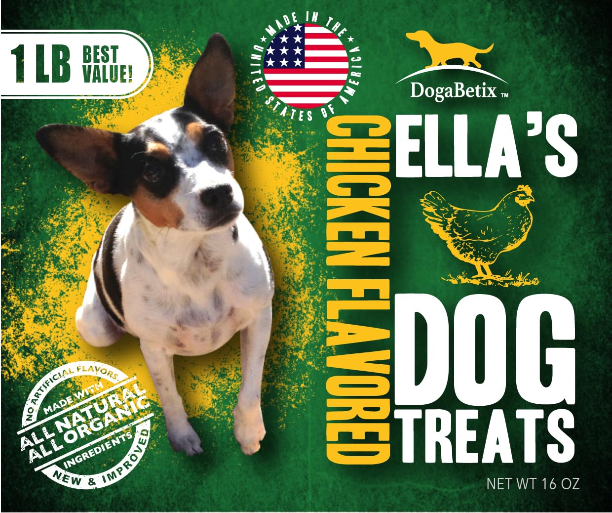 DogaBetix Ellas Diabetic Dog Treats New! XL Save $$! 1 lb (16 oz) Chicken Flavored -Vet Approved - Made in USA by Owners of Dia
