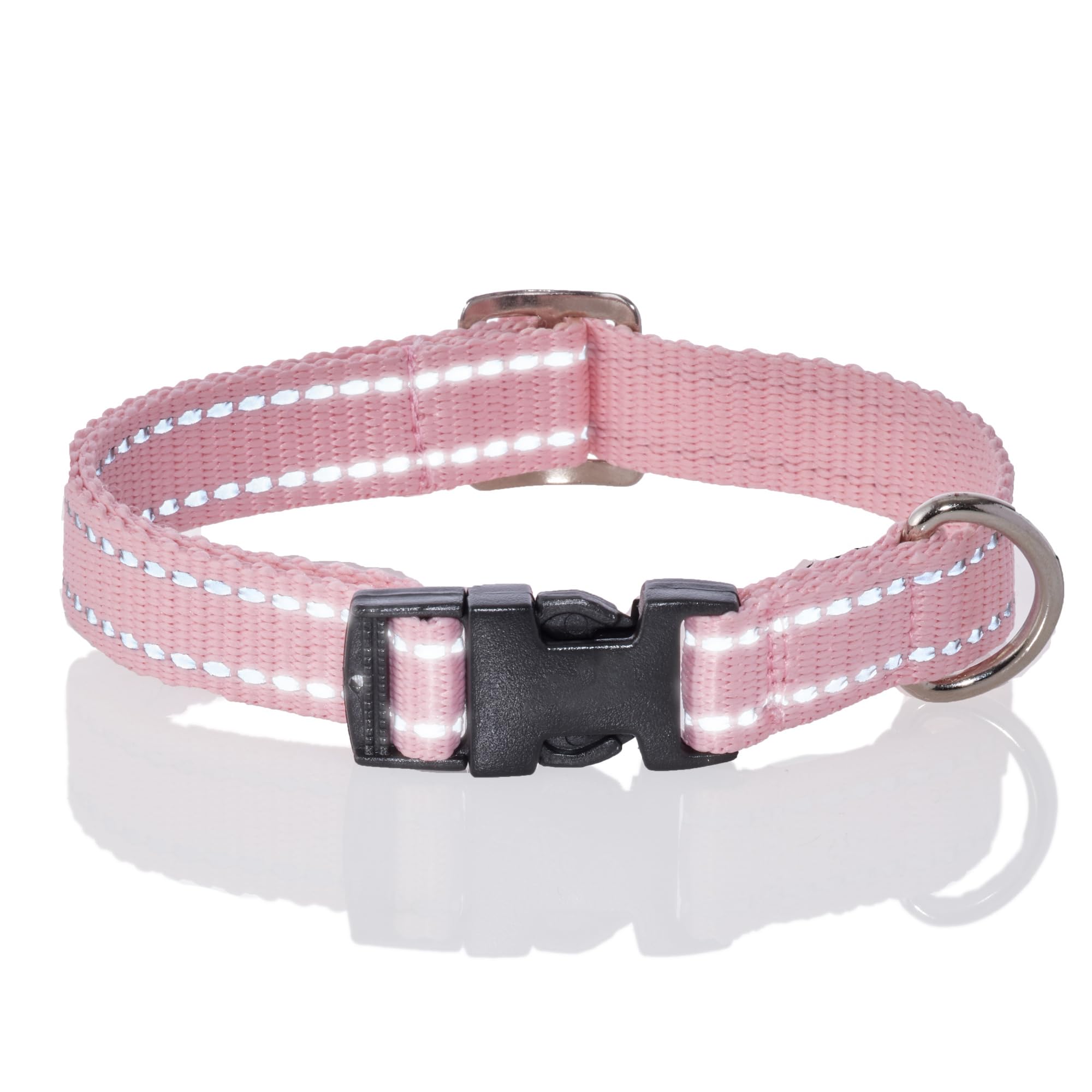 Pet Passion Adjustable Reflective Dog Pet Collar For Small, Medium And Large Dogs, Pink, Large