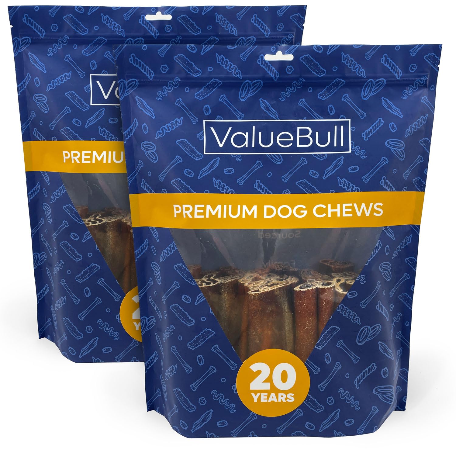 ValueBull Collagen Sticks for Dogs, 6 Inch Super Jumbo Chews, Natural Long-Lasting Dog Treats, 50 Count - Supports Joints, Skin 
