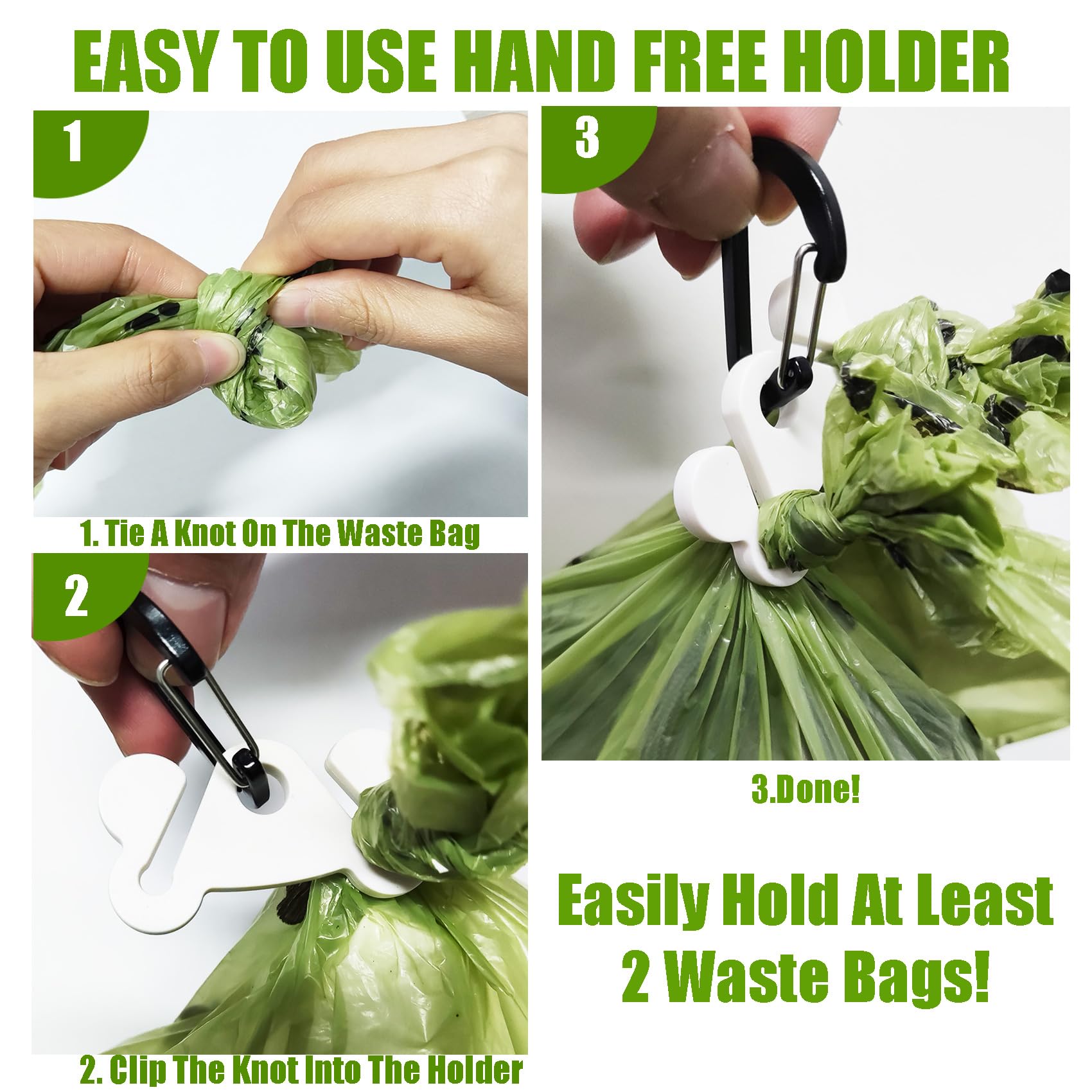 2Pcs Dog Poop Bag Holder For Leash Dog Waste Bag Carrier Hand Free Walking Accessory Leash Attachment For Dog Poop Bag Dispenser