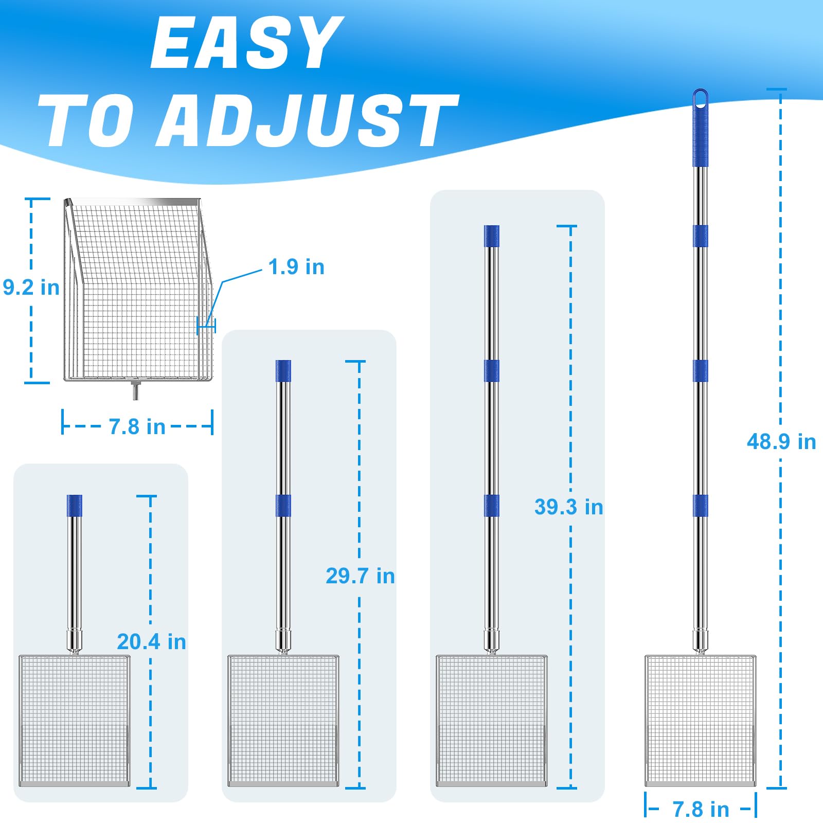 Viscogrip Chicken Poop Scooper, 304 Stainless Steel Shovel Head, 4-in-1 Chicken Litter Scoop with Handle for Chicken Coop & Pet