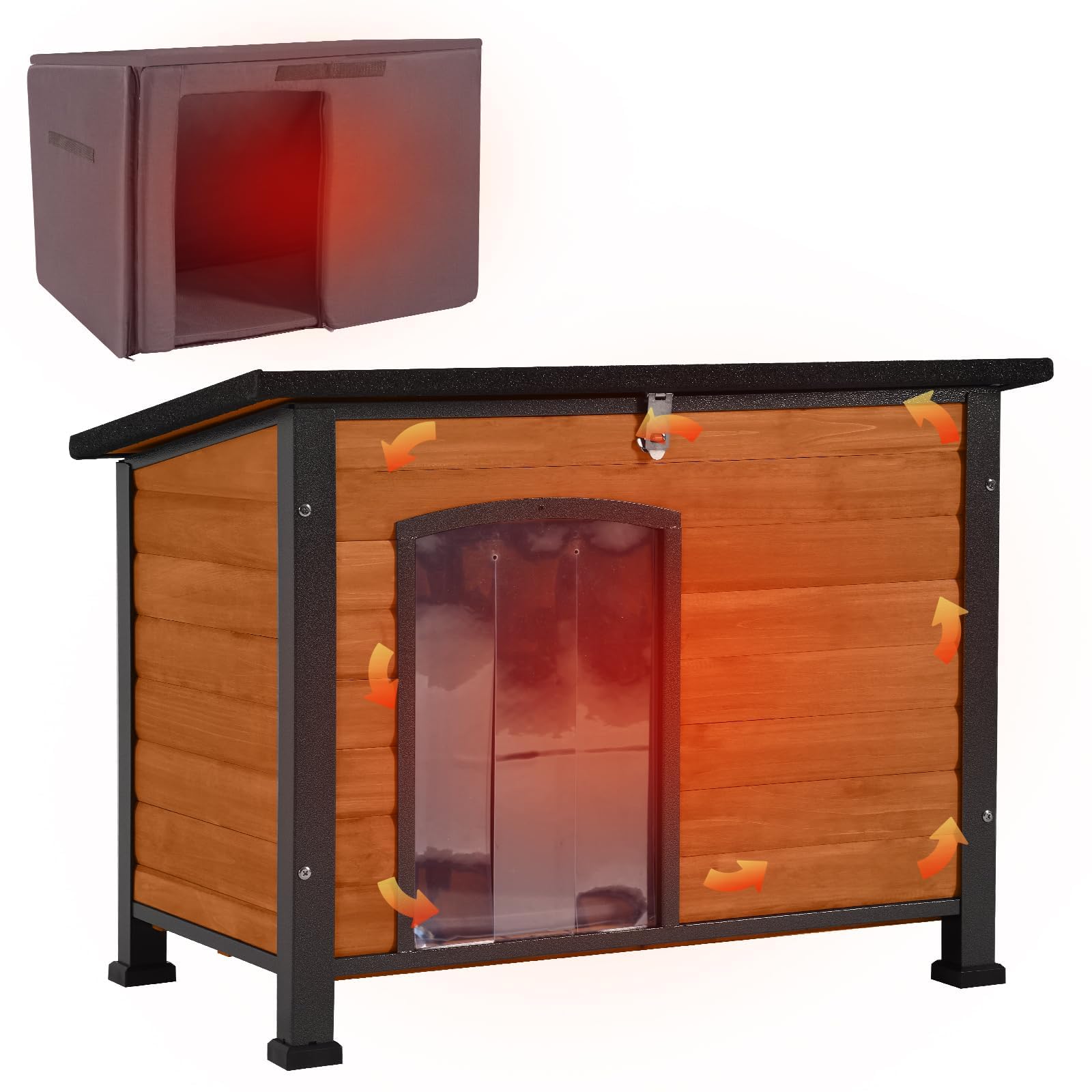 Aivituvin Outdoor Dog House With Insulated Liner Waterproof Dog Kennel For Winter Cat House For Small & Medium & Large Dogs,Cats