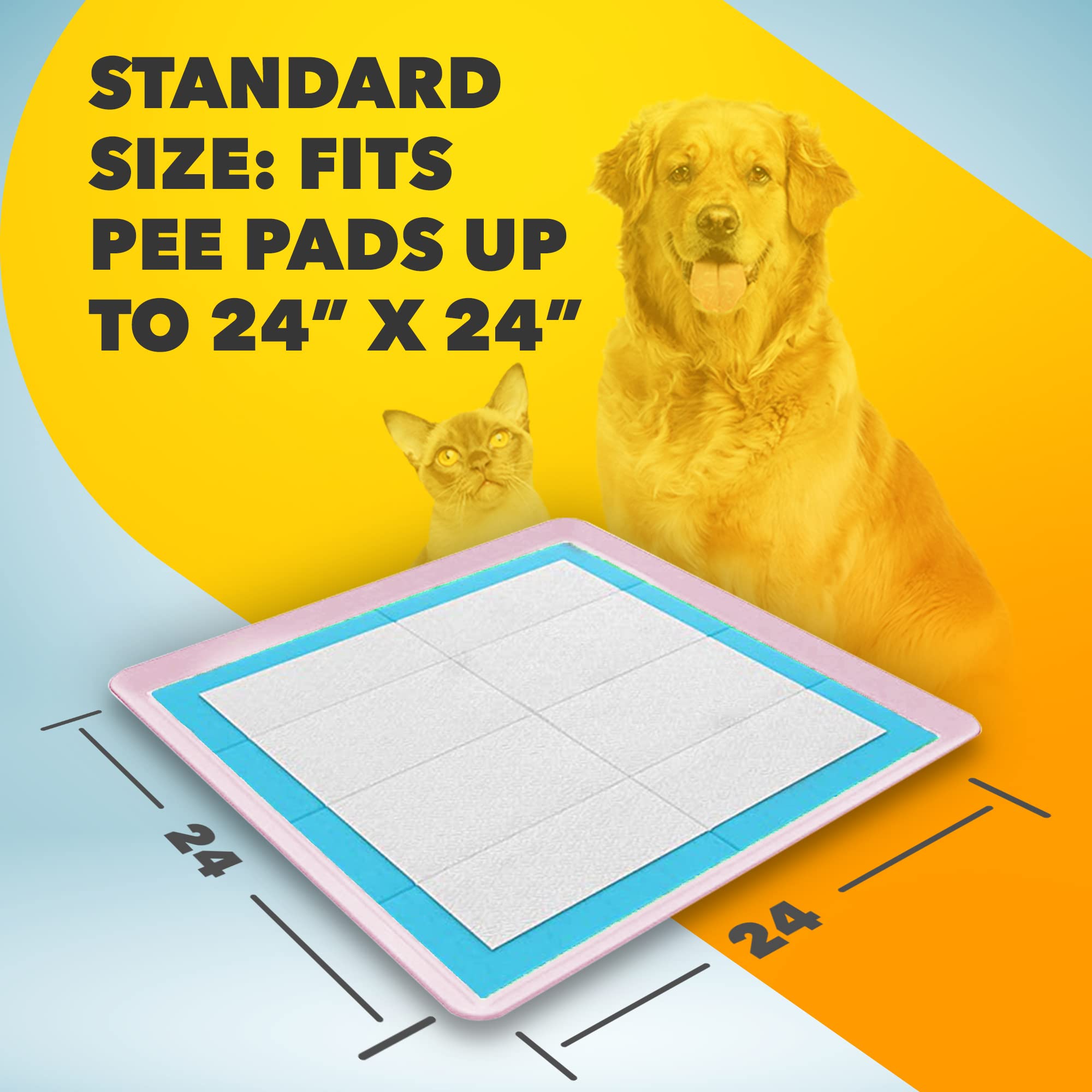 Skywin Tidyfriend Silicone Pee Pad Holder, 2 Pack 24 X 24 Inch No-Spill, Leakproof, Easy-To-Clean Puppy Pad Holder (Rose)
