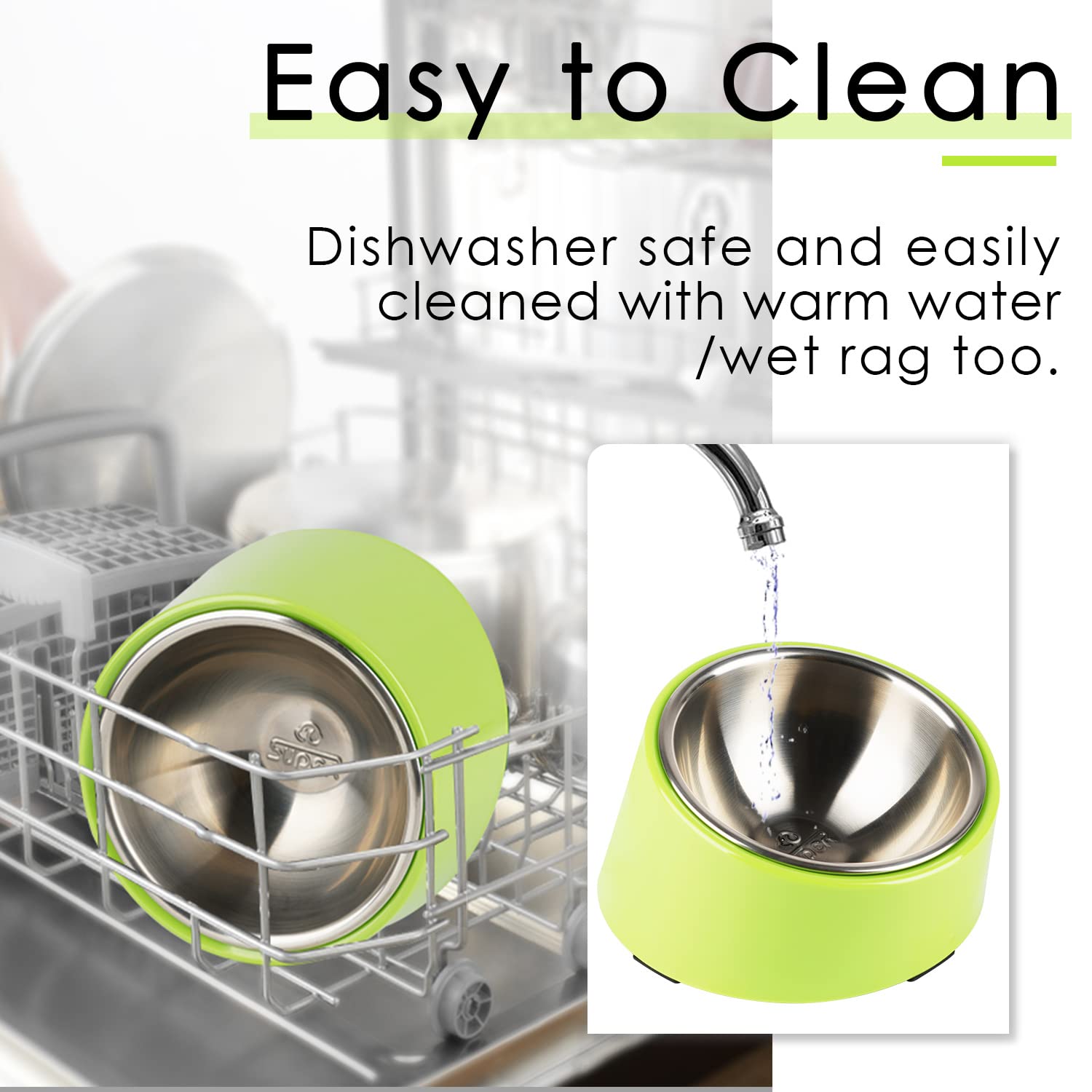 Super Design Mess Free 15 Slanted Bowl for Dogs and Cats, Tilted Angle Bulldog Bowl Dog Feeder, Non-Skid & Non-Spill, Easier to
