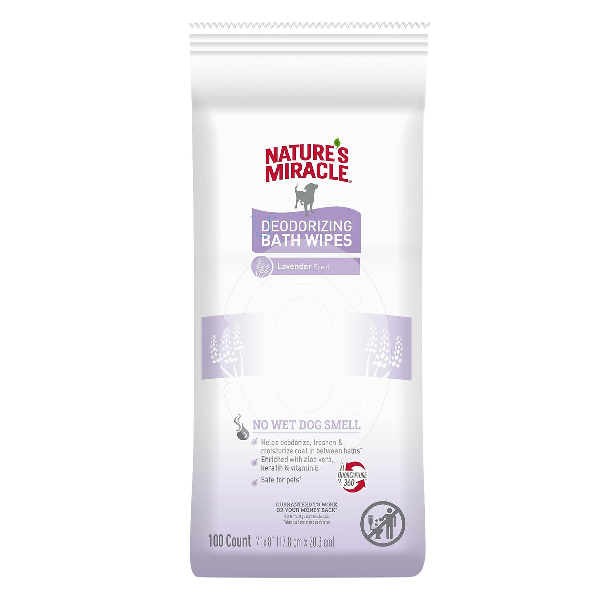 Nature'S Miracle Deodorizing Bath Wipes For Dogs, 100 Count, Lavender Scent