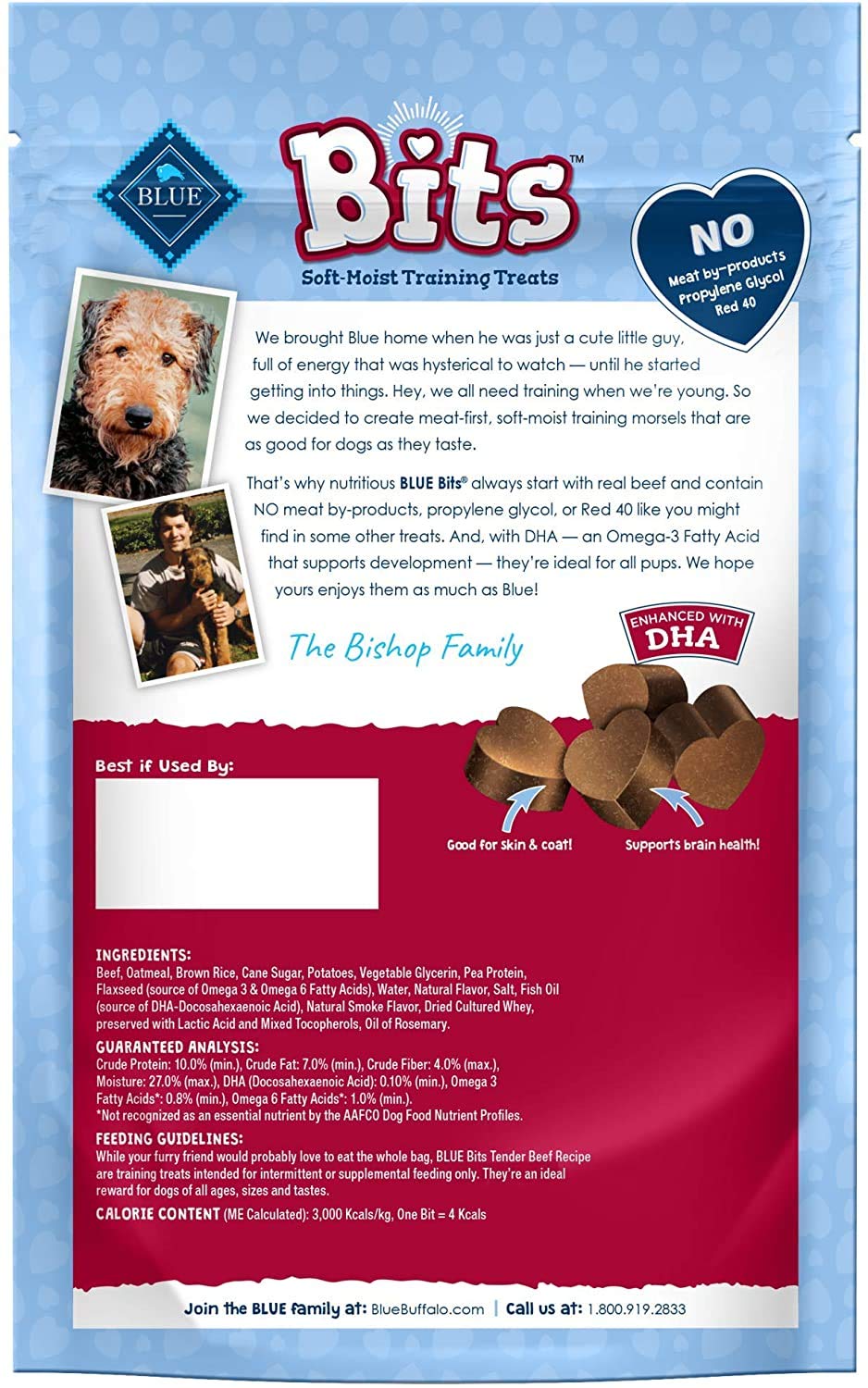 Blue 2 Pack of Tender Beef Recipe Bits Dog Treats, 4 Ounces Each