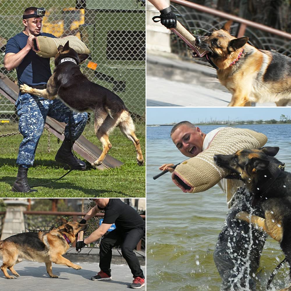 Professional Dog Bite Training Set 3 In 1 Dog Bite Sleeve Arm + Whip Agitation Stick For Dogs Training Protection For Biting + Dog Bite Pillow Tug Toy, Interactive K9 Pitbull German Shepherd Puppy