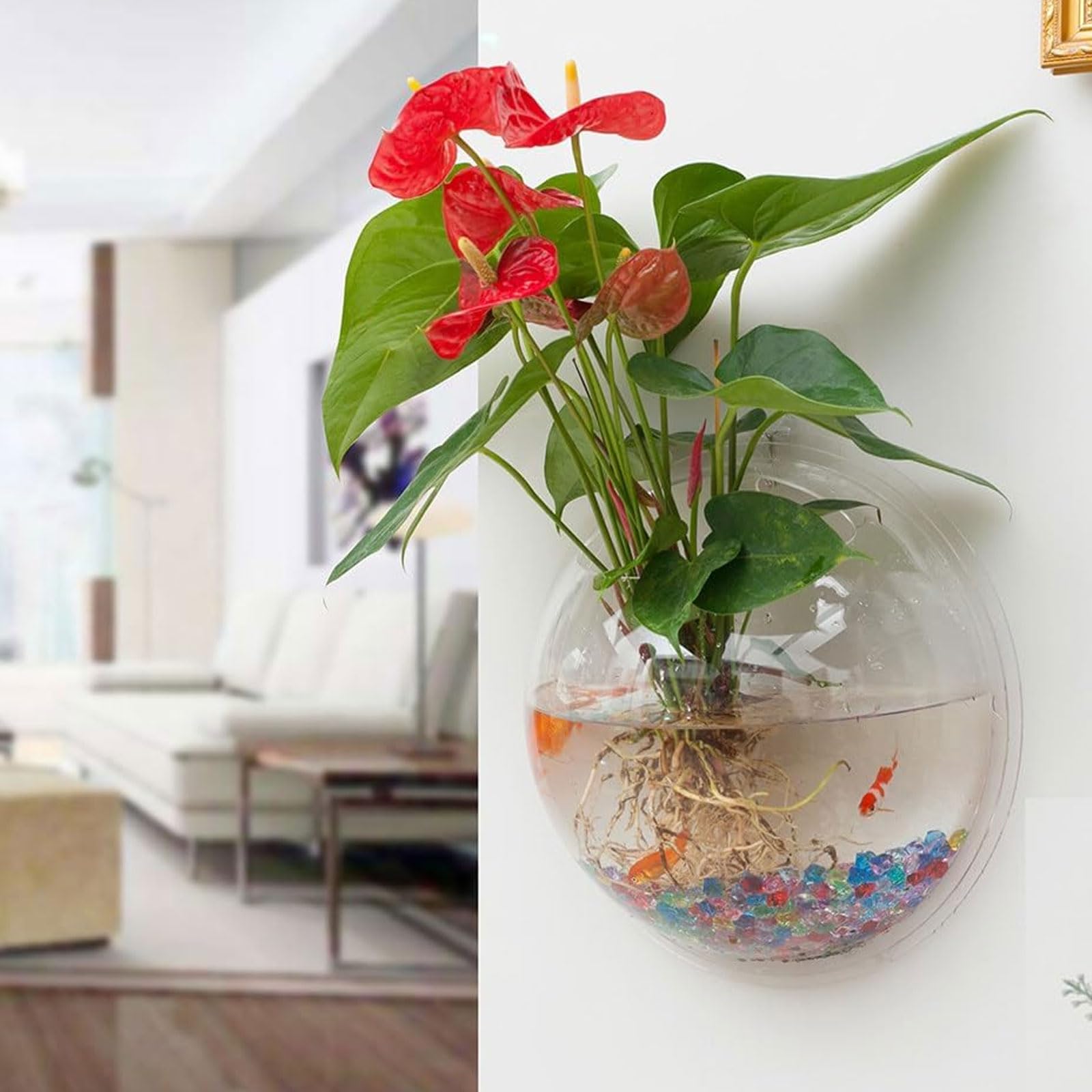 Acjryo 2Pack Wall Hanging Fish Tank,Mounted Fish Bowl Betta Tank Fish Plant Tanks Hanging Fish Bowl Plant Vase Home Decoration Pot