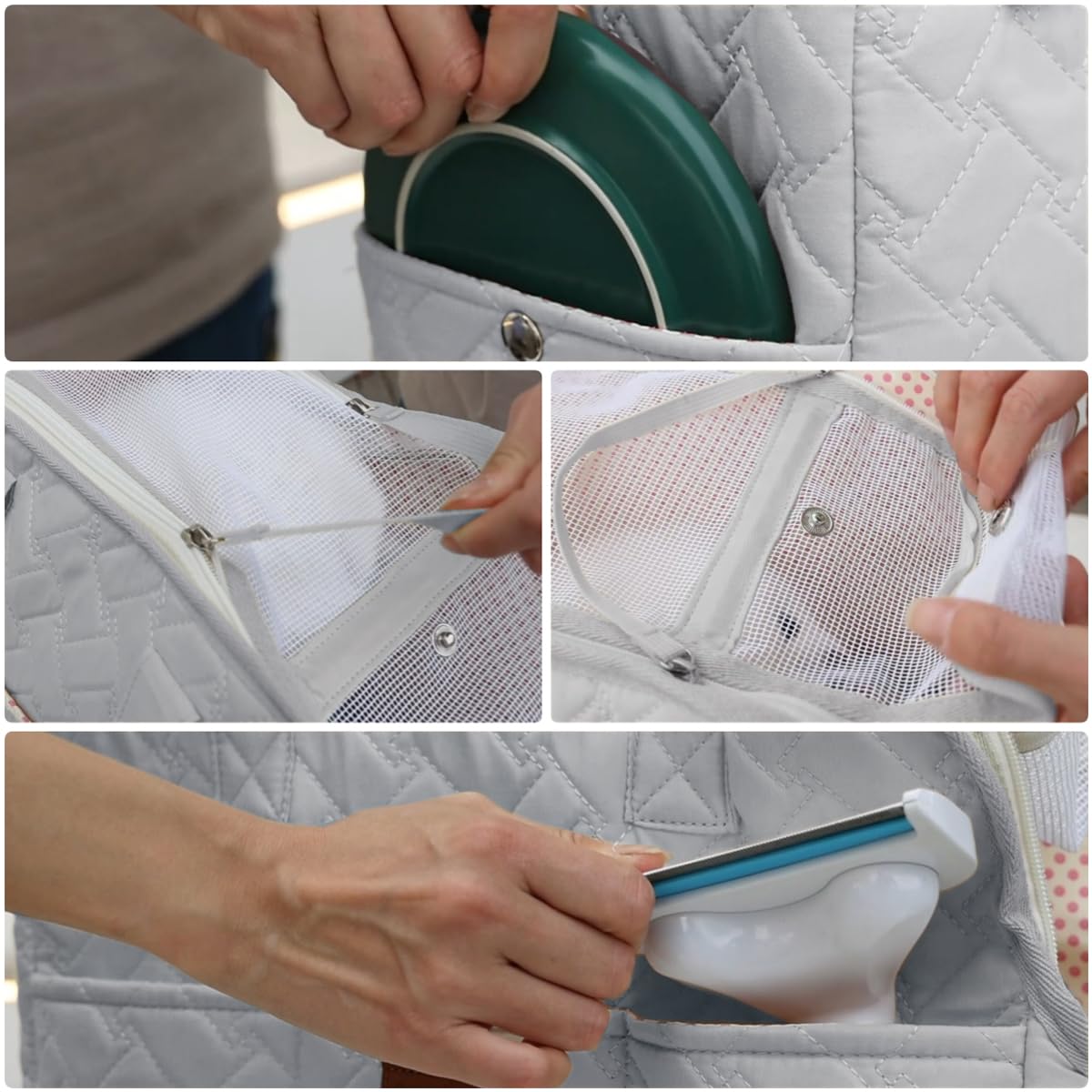 Patazone Pet Carrier Bag For Puppy,Grey,Woman Style,Cat Small Dog Carrier Handbag With Multiple Pockets,Breathable Mesh,Soft Cus