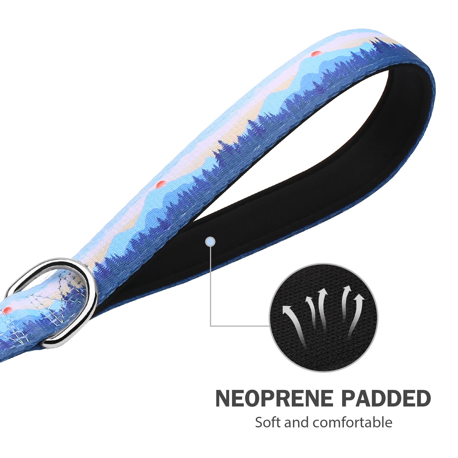 Hikiko Double Handle Dog Leash 6 Foot Strong Nylon Padded Traffic Handles For Walking Training (Blue Hill)