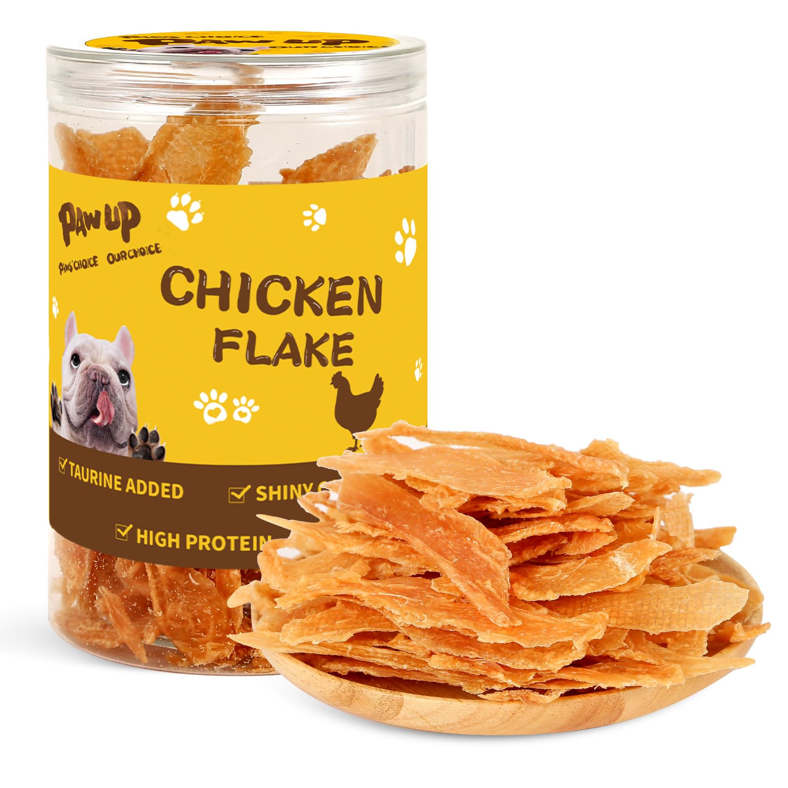 PAWUP Chicken Jerky Crisp Flakes for Dog Treats, 1% Taurine Added, 6oz (170g), Chip Jerky, High Protein Chicken Dog Training Rew