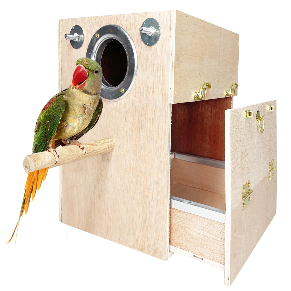 Kathson Parakeet Nesting Box Wooden Bird Breeding Nest Parrots Mating House Wood Bird Aviary Budgie Cage Accessories For Cockatiel Finch Lovebirds Conure