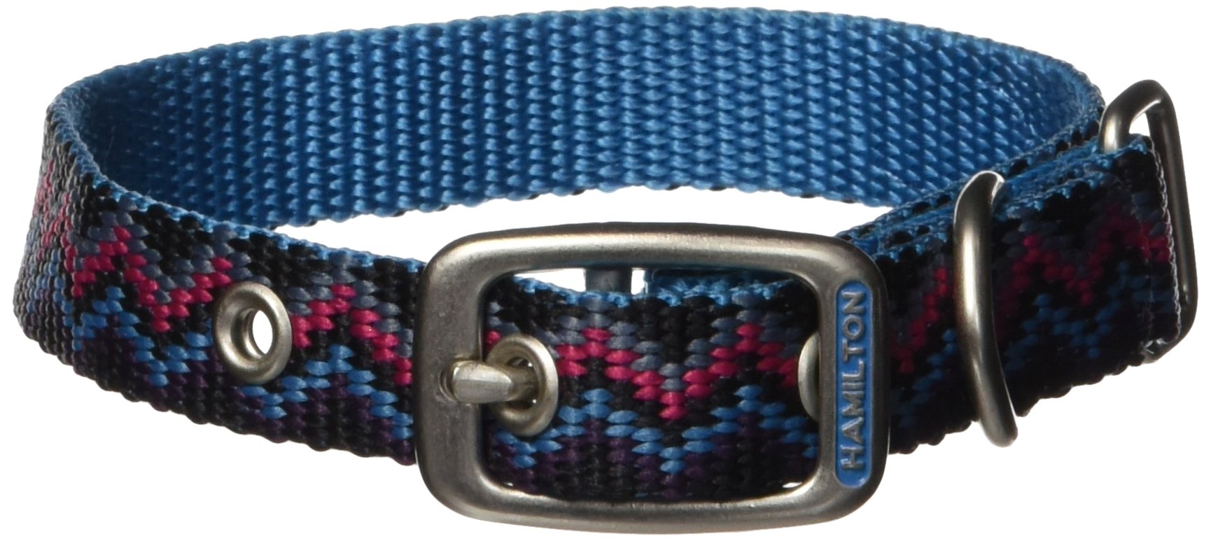 Hamilton 5/8-Inch By 14-Inch Single Thick Nylon Deluxe Dog Collar, Ocean Blue Weave