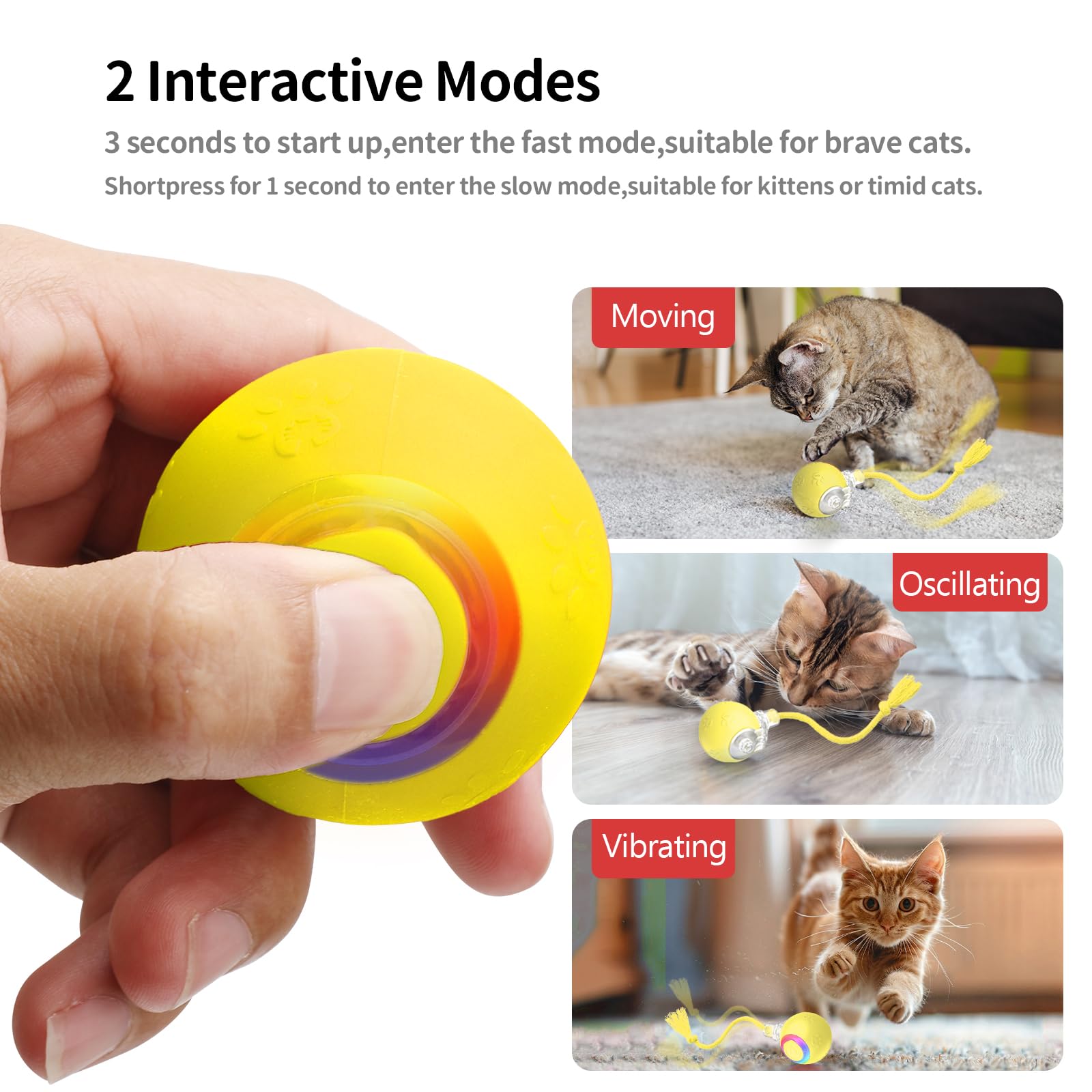 Tonosa Interactive Cat Toys For Bored Indoor Adult Cats. Motion Activated, Rgb Lighting, 3 Motion Modes. Kitten Toys For Indoor
