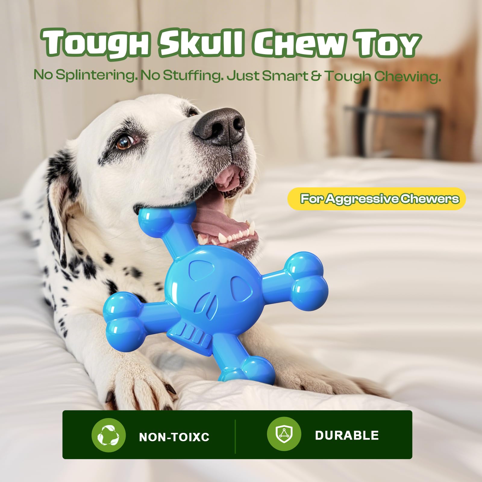 Ouilter Dog Toys For Small Dogs, Skull-Shaped Small Dog Toys For Puppies, Durable Natural Rubber Puppy Chew Toys With Bacon&Milk