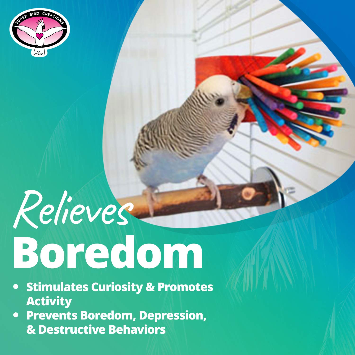 Super Bird Creations - Sb301 Chewable Paper Party Bird Toy With Colorful Lollipop Sticks - Ringnecks Medium Conures Parrot - Chew Enthusiasts - Enriching Bird Toys For Medium To Large Birds - 1-Pack