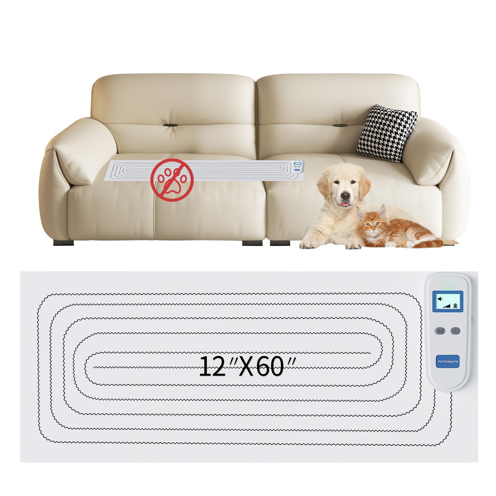 petnais scat mat for Cats -3 Training Modes,Indoor cat Deterrent Pad, cat and Dog safetyPet Shock Pads,Dog Feces pad,Prevents Ca