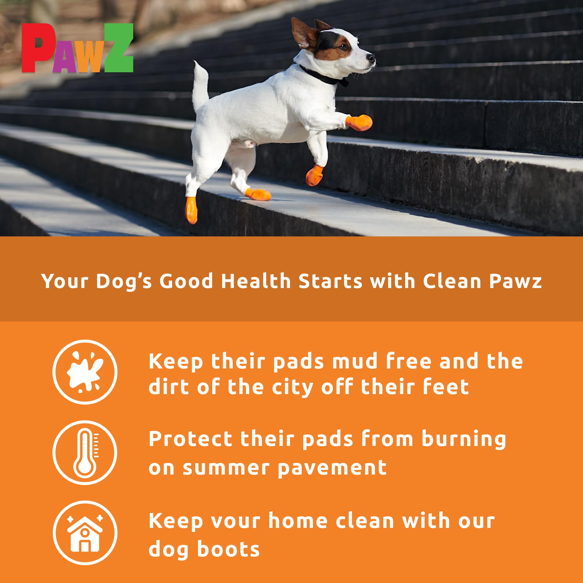 PawZ Rubber Dog Boots for Paws up to 2'', 24 Total (2 Packs of 12) - All-Weather Dog Booties for Hot Pavement, Snow, Mud, and Ra