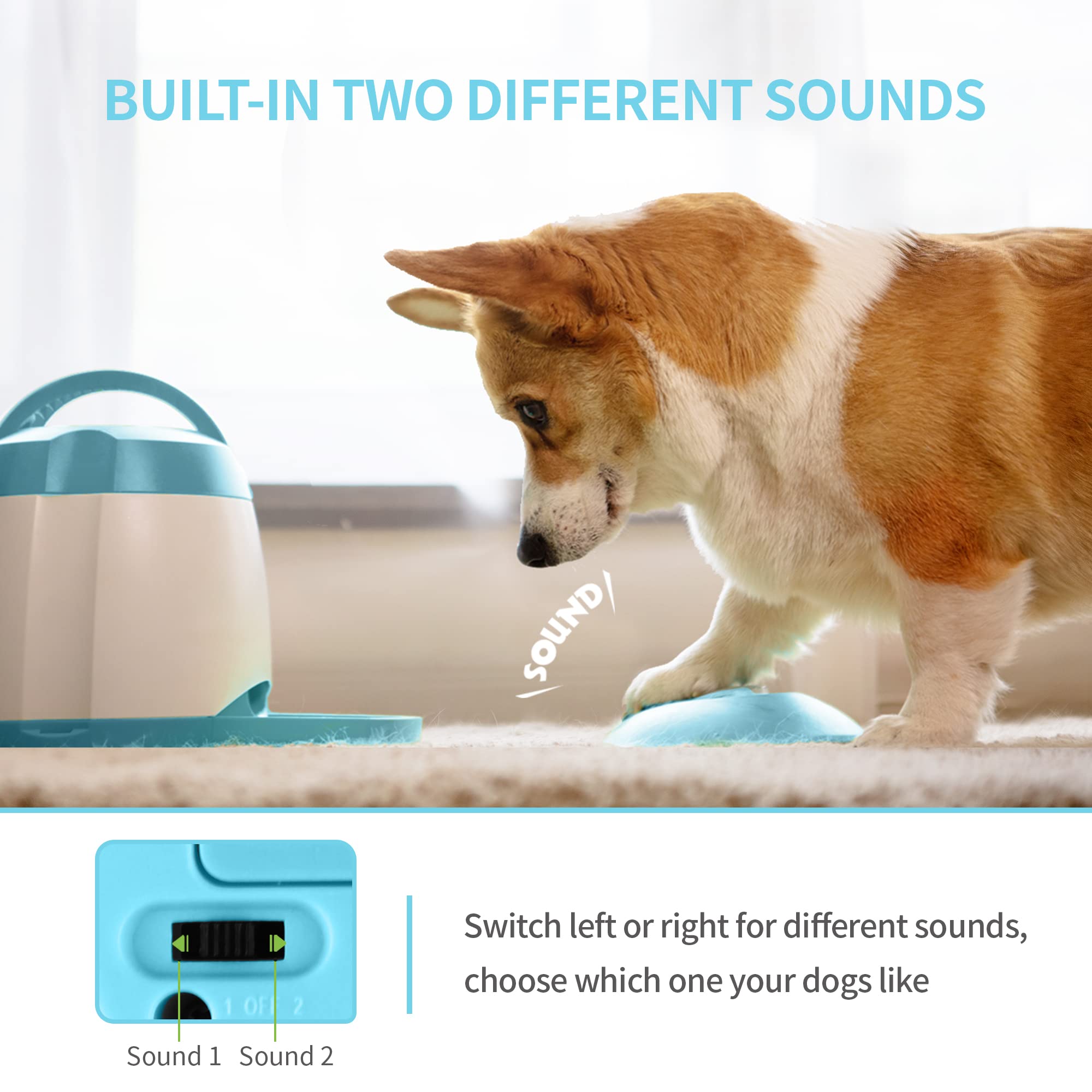PETGEEK Automatic Dog Treat Dispenser with Button - Puzzle Memory Training Feeder, Pet Geek Button Treat Food Dispensing Toys In