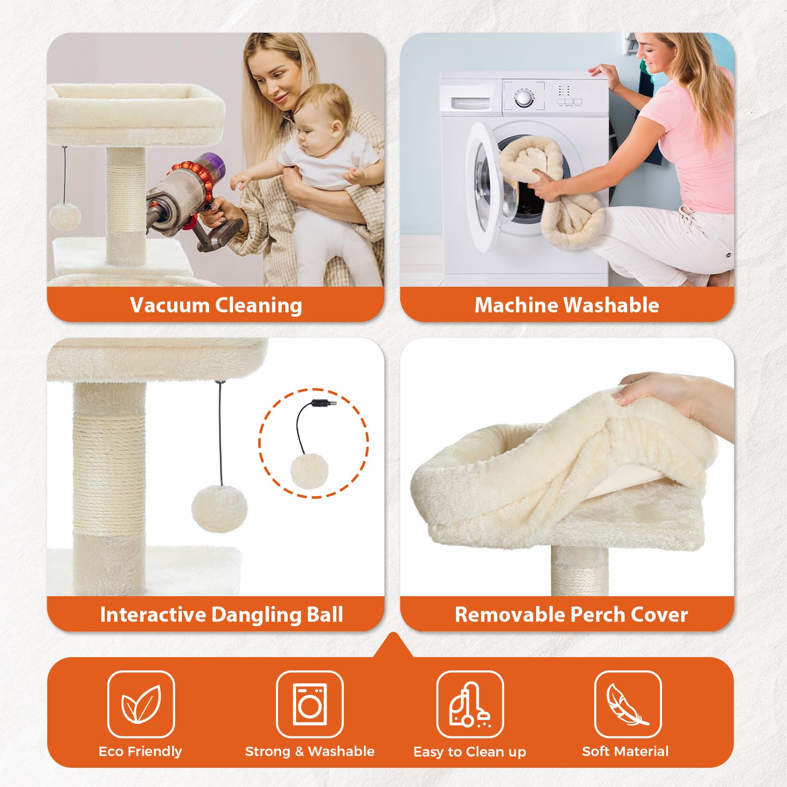 Petepela Small Cat Tree For Indoor Cats, 32'' Cute Cat Tower Cat Condo With Sisal Scratching Ramp, Cozy Hammock And Removable To