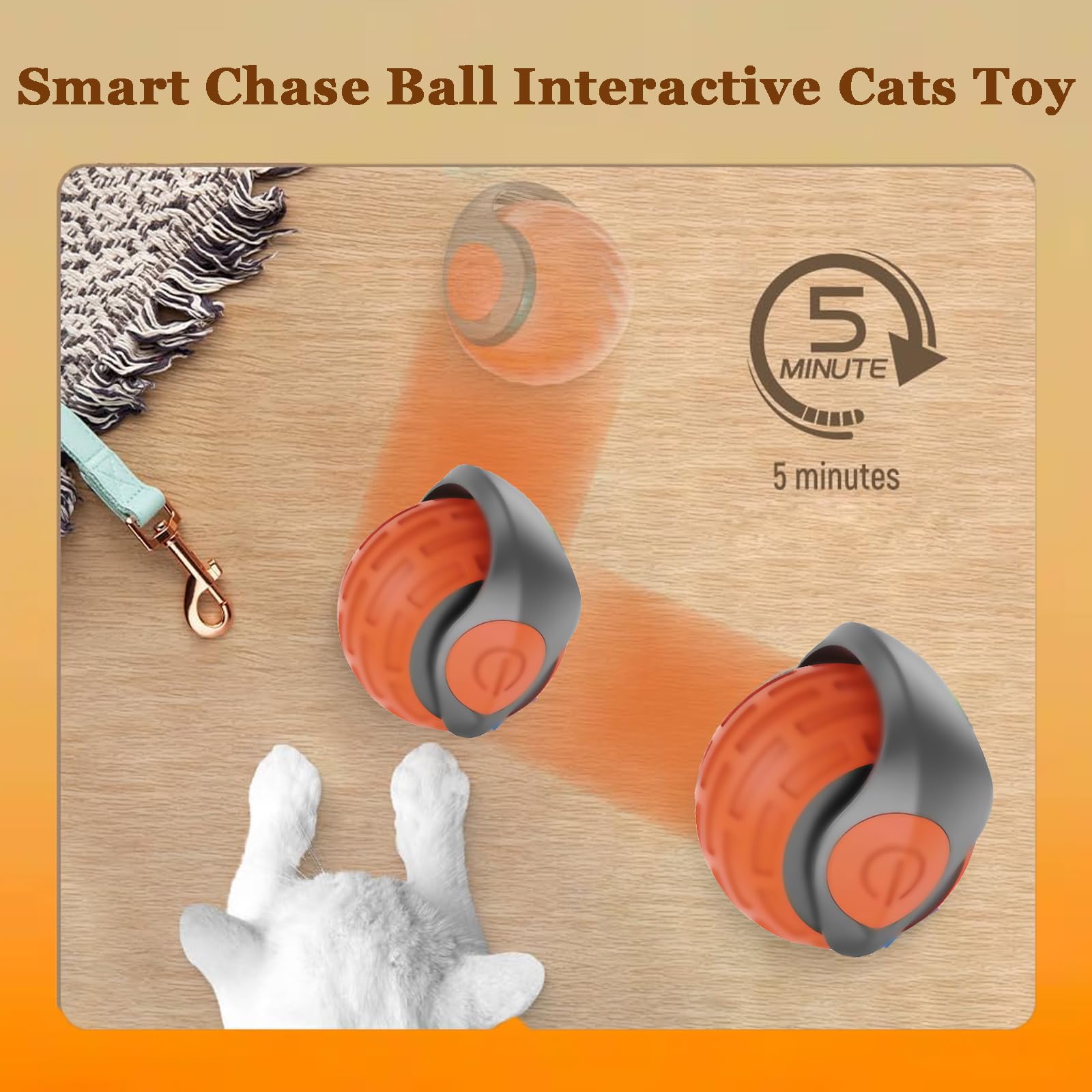 Frsba 2Pcs Cat Toy 3.0 Tail 2025 New Upgraded Pet Smart Chase Ball Interactive Cats Toy For Indoor Cats Smart Cat Ball Toy With