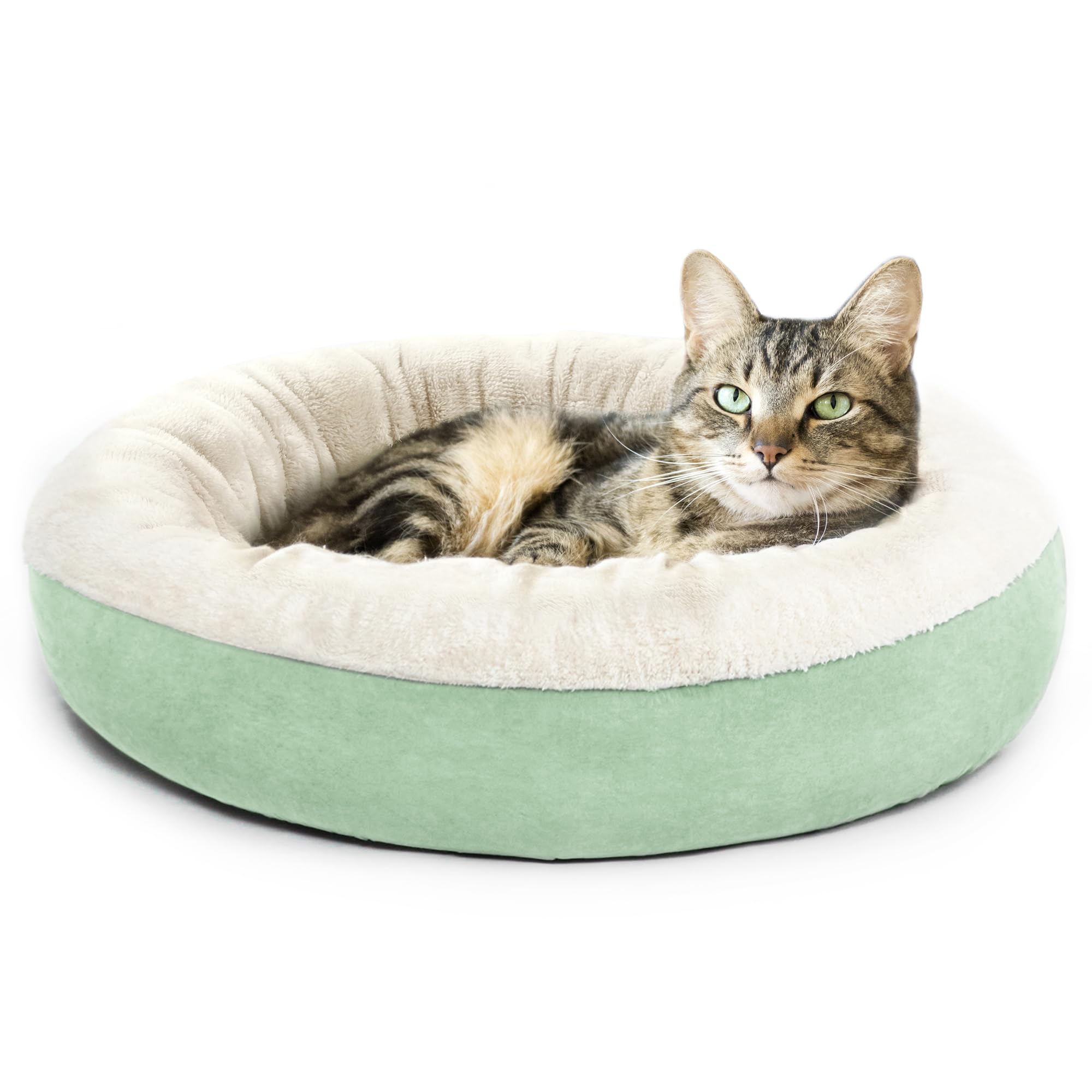 Love'S Cabin Round Donut Cat And Dog Cushion Bed, 20In Pet Bed For Cats Or Small Dogs, Anti-Slip & Water-Resistant Bottom, Super Soft Durable Fabric Pet Beds, Washable Luxury Cat & Dog Bed Blue