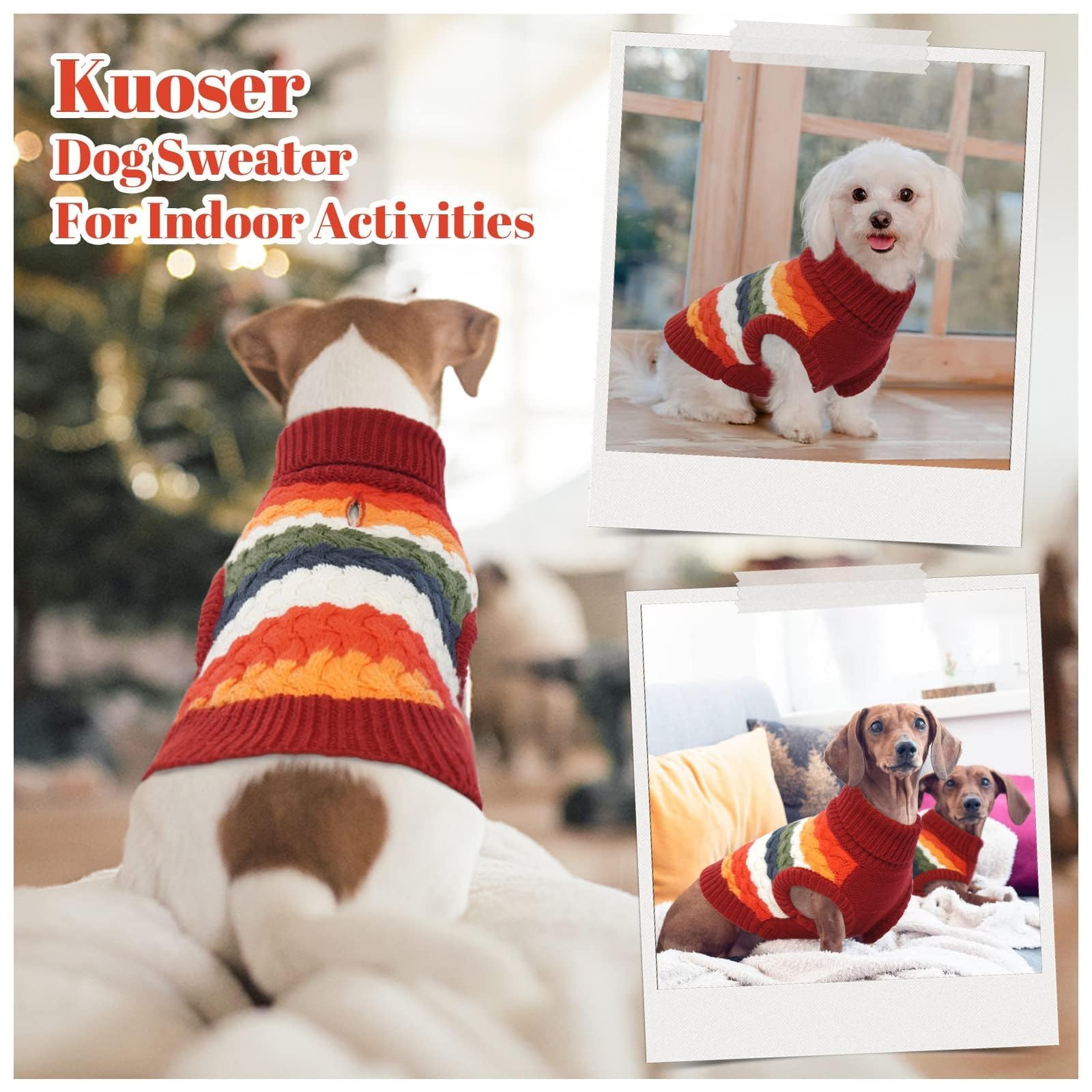 Kuoser Dog Sweater, Xl Dog Sweaters For Large Dogs Pet Cable Knitted Pullover Warm Clothes, Turtleneck Classic Knitwear Soft Thi