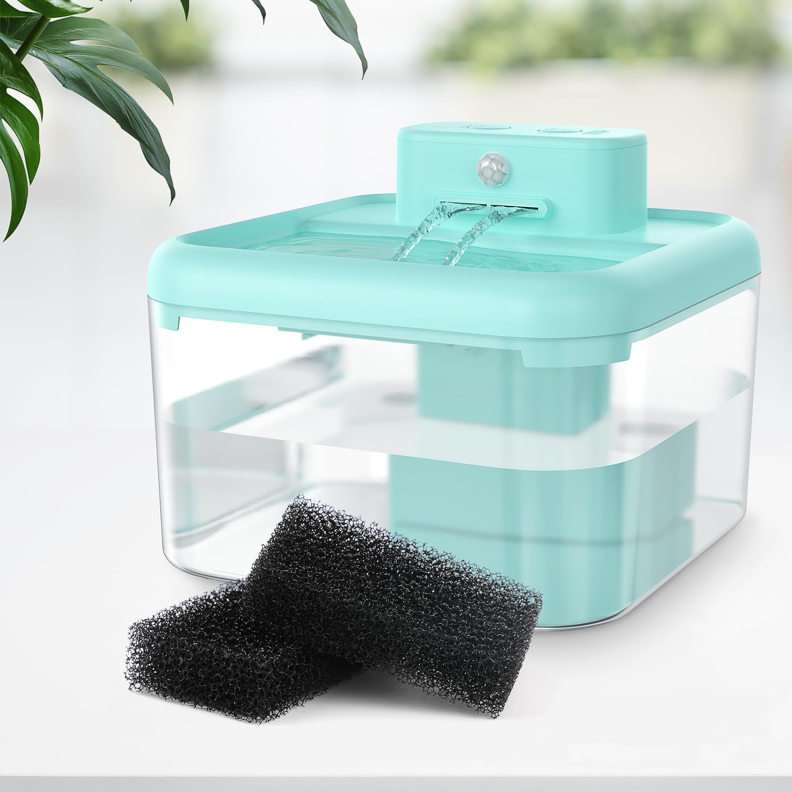 Feycig Cat Water Fountain Filter - 12 Pack Replacement Sponges for 68Oz Automatic Pet Fountain - Black