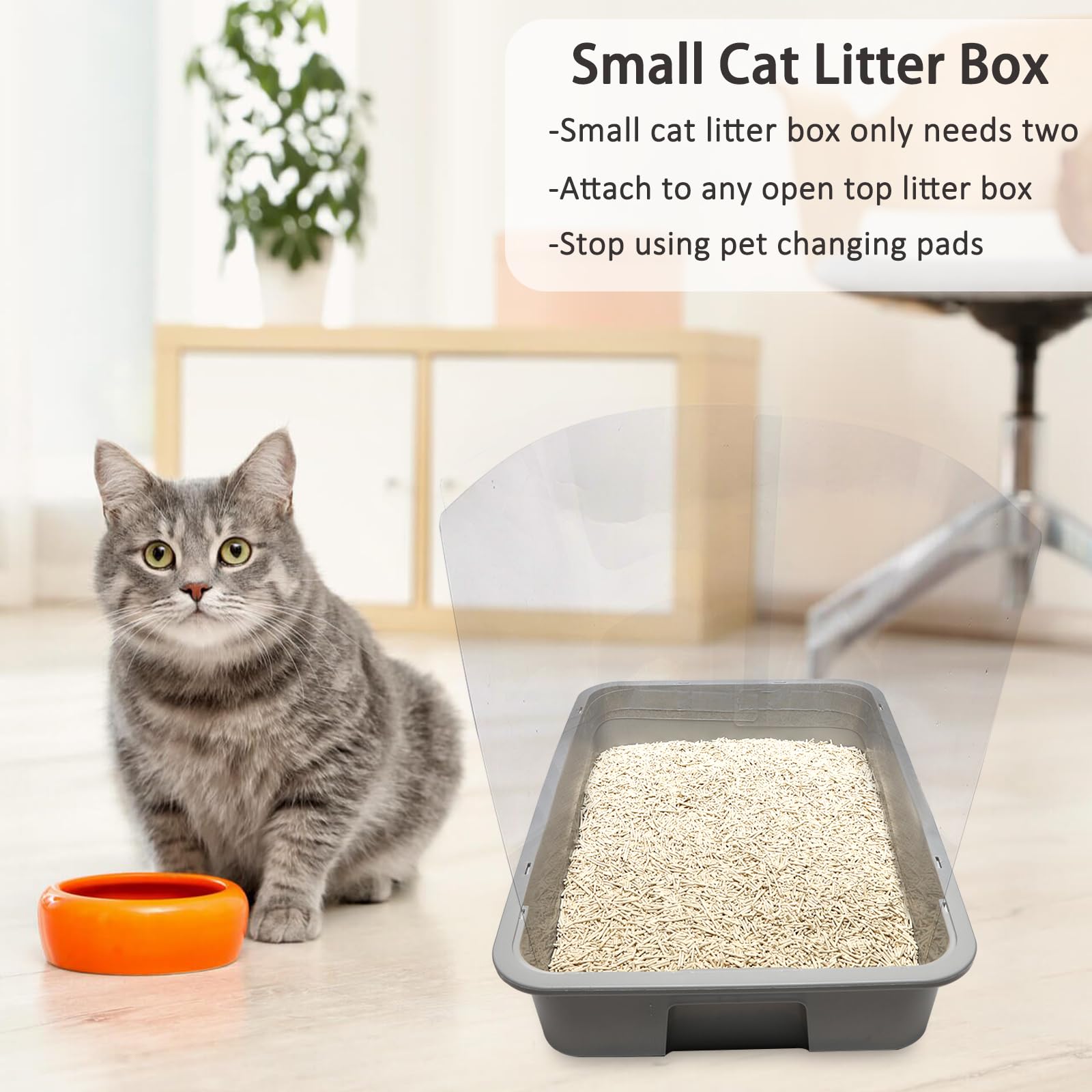 Yoiles 6Pcs Cat Litter Box Pee Shields,Transparent Easy Clean Splash Guard For Open Top Litter Pan 14.5  11.5In- Litter Box Not